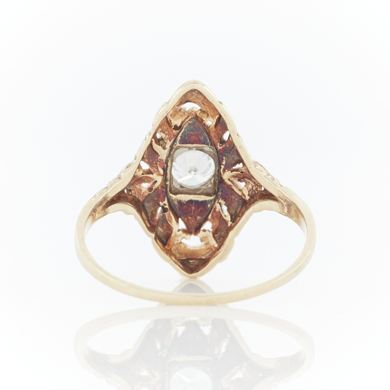 14k Gold Art Deco Navette Diamond Ring - Image 6 of 11