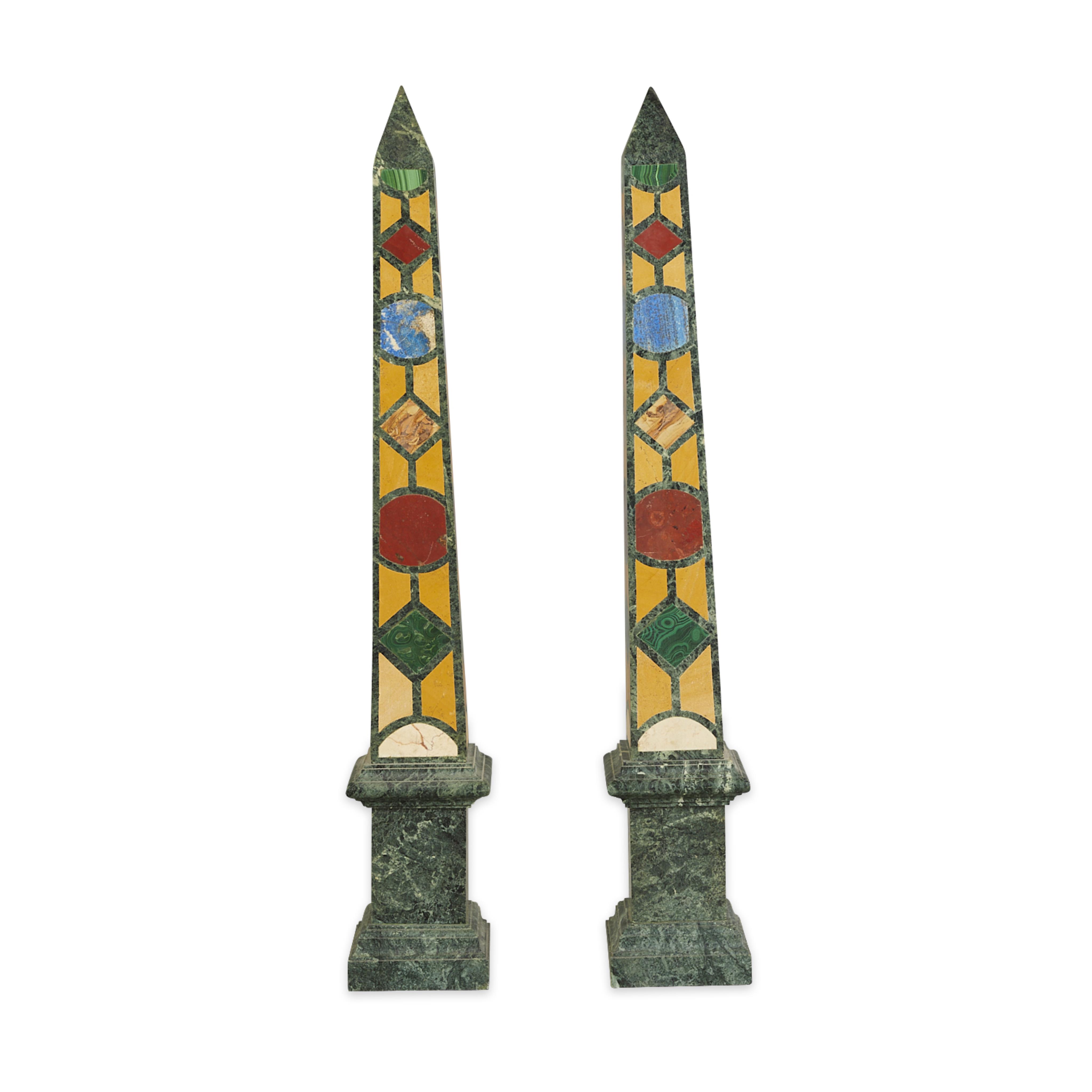 Pair 19th c. Grand Tour Specimen Obelisks - Image 5 of 12