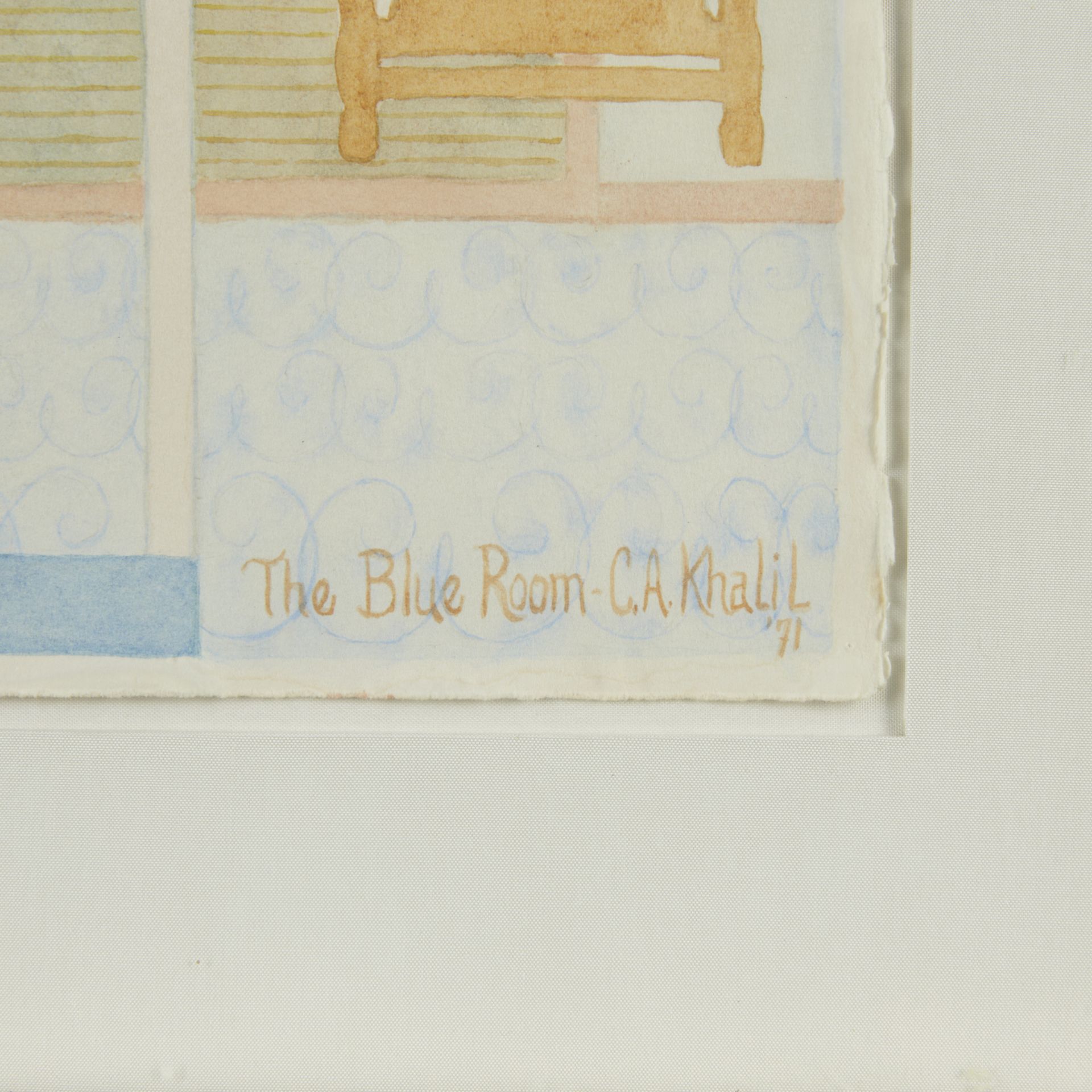 Claire Anne Khalil "The Blue Room" Painting 1971 - Bild 3 aus 5