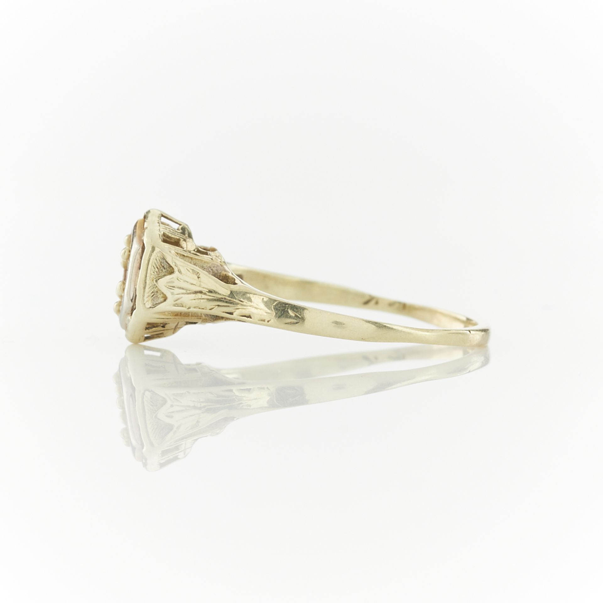 14k Yellow Gold Art Deco Diamond Ring - Bild 4 aus 11