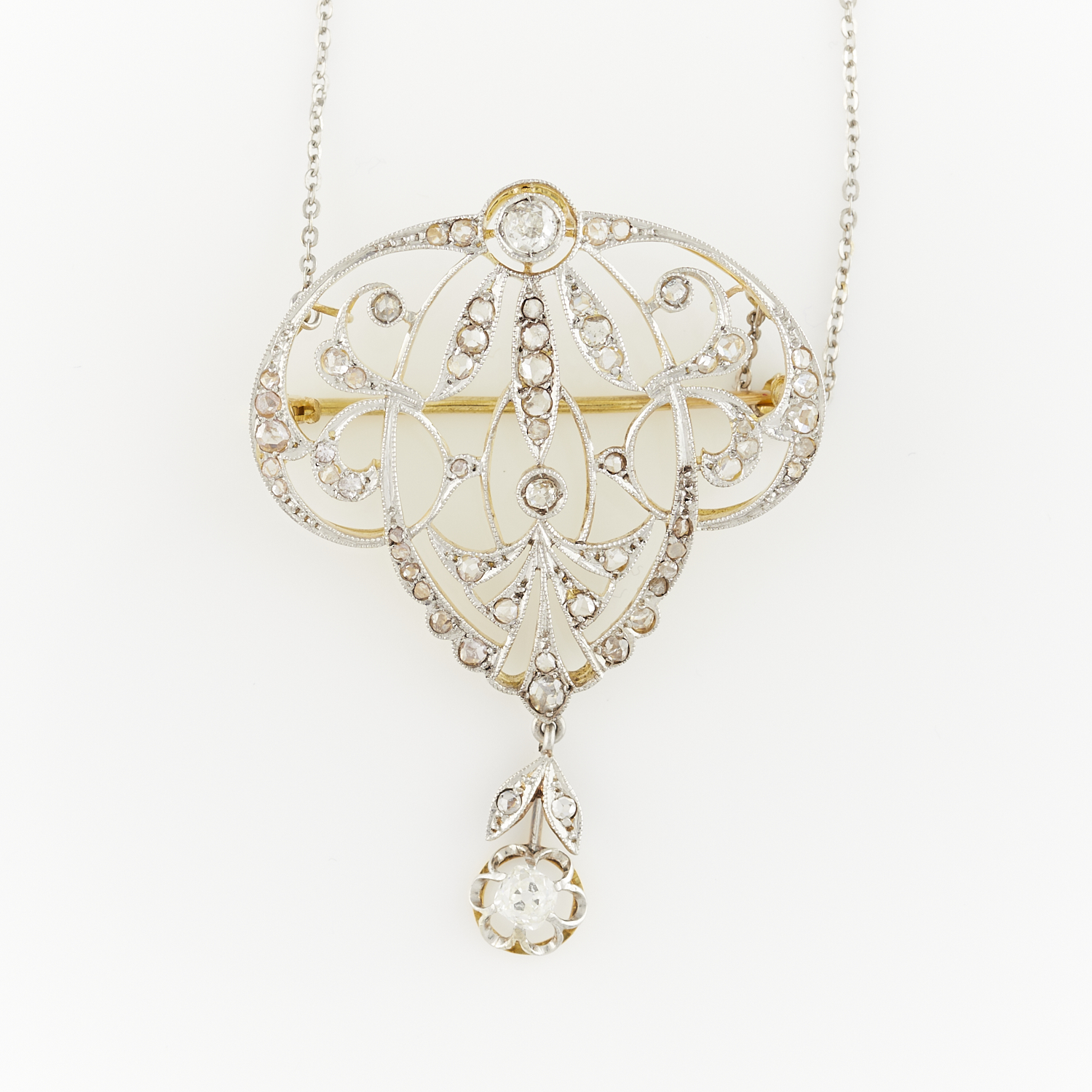 Edwardian Pendant Brooch with Diamonds