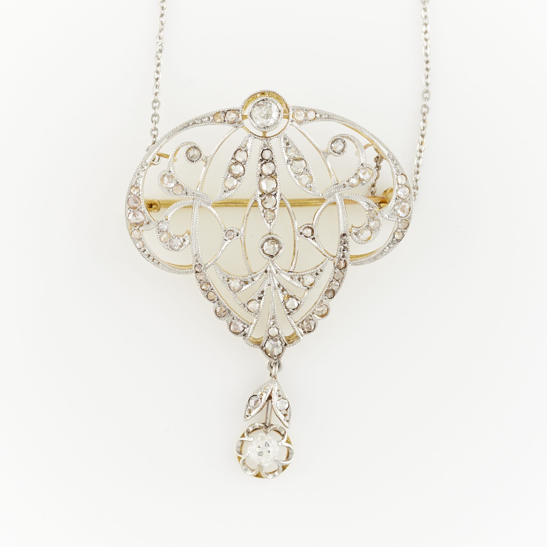 Edwardian Pendant Brooch with Diamonds
