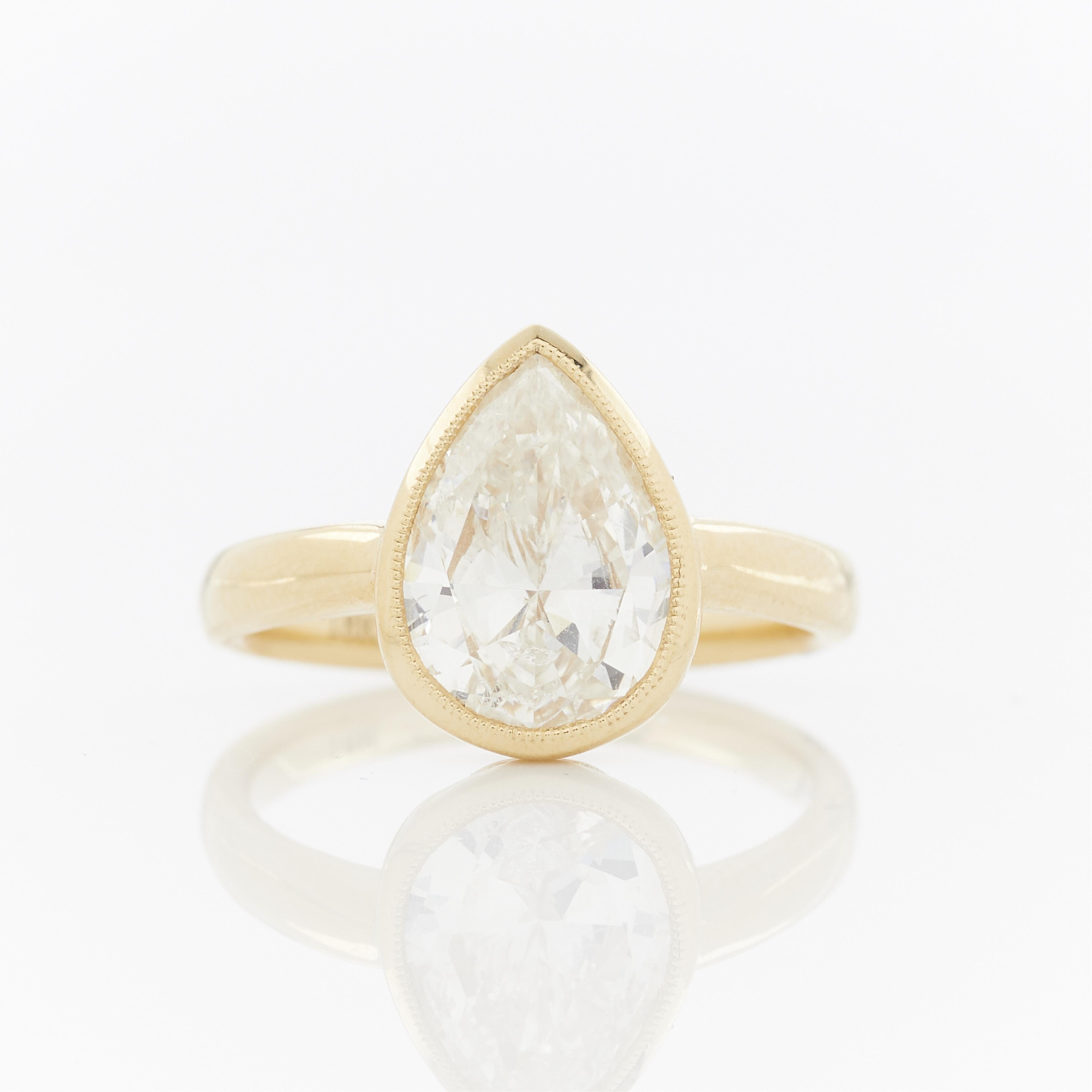 18k Yellow Gold Pear Cut Diamond Ring - 2.02 Ct - Image 5 of 13