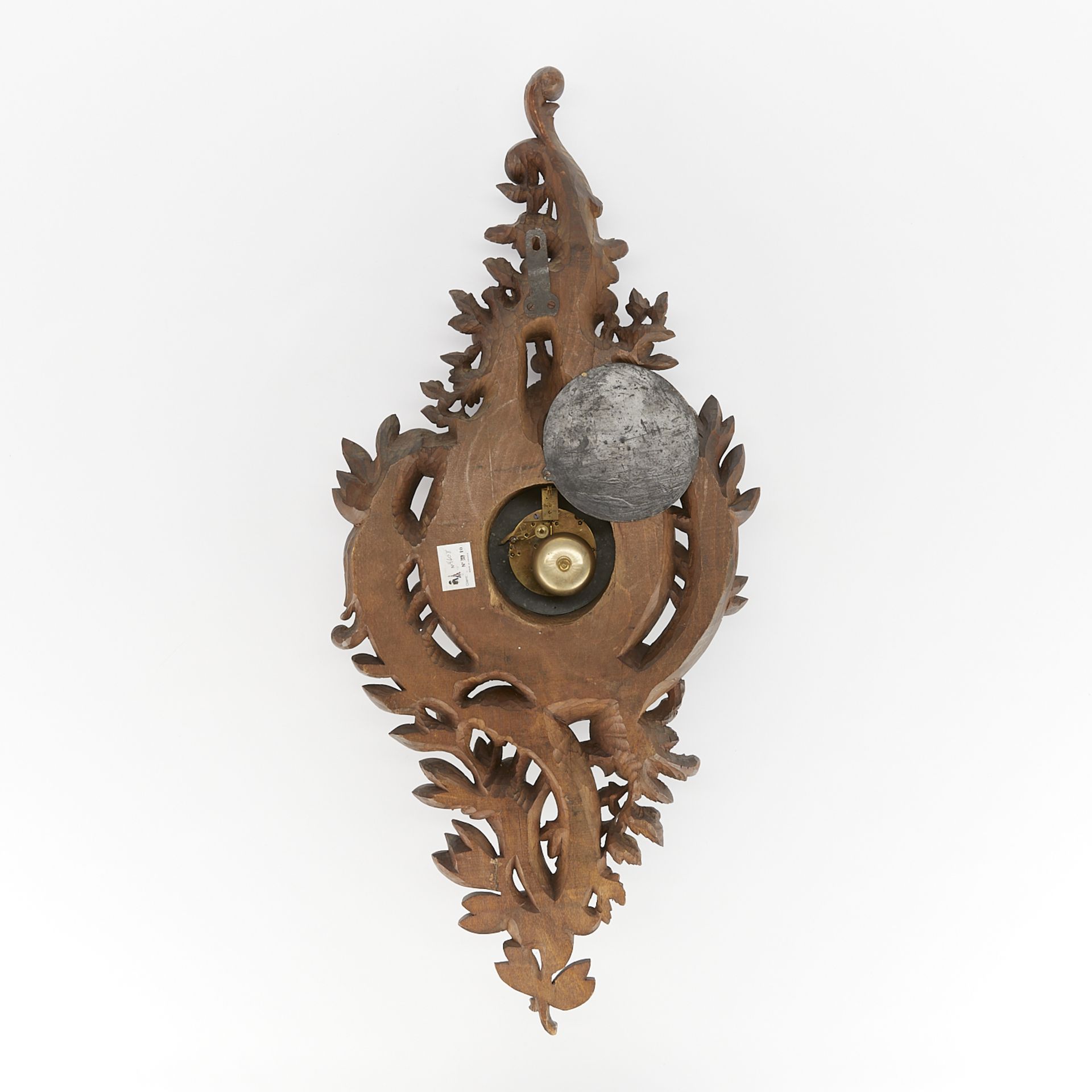 French Louis XV Style Carved Wood Wall Clock - Image 8 of 12