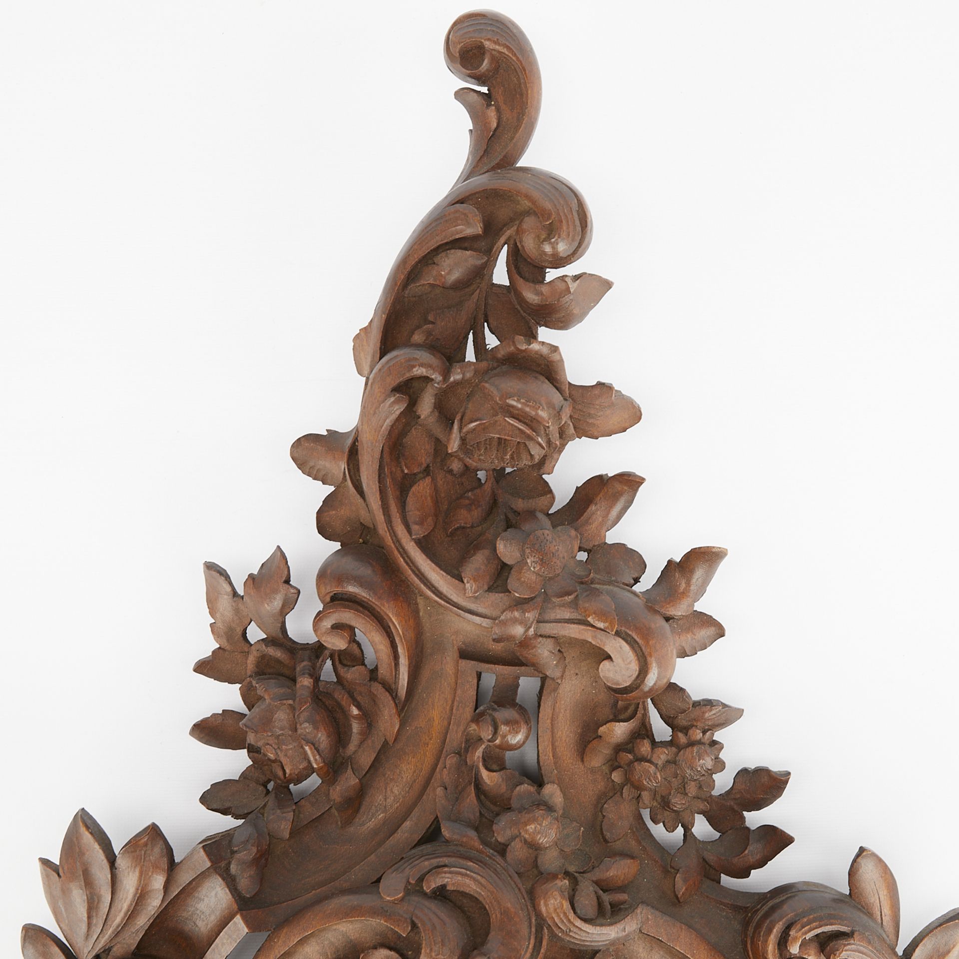 French Louis XV Style Carved Wood Wall Clock - Image 5 of 12