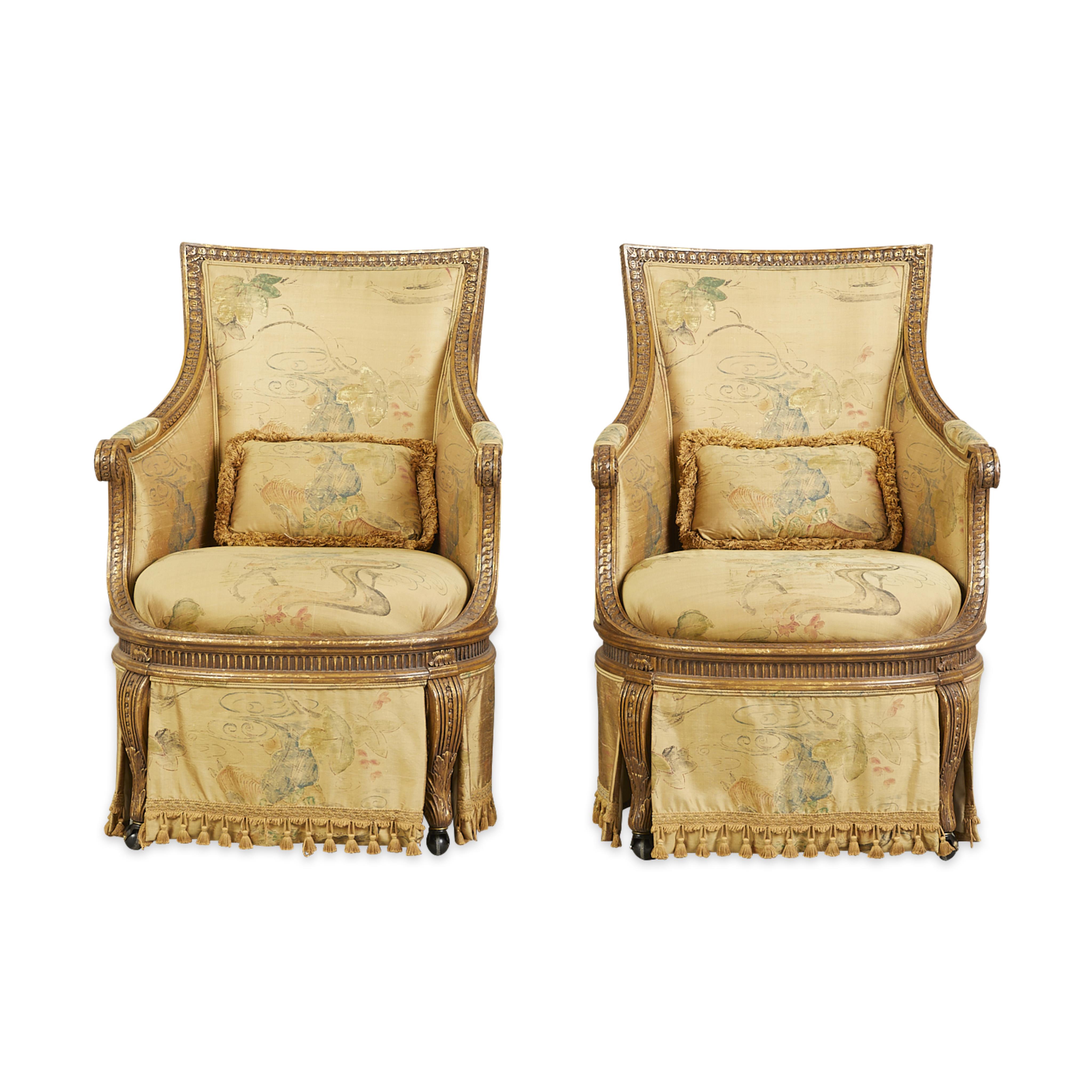 Set 4 Louis XVI Style Giltwood Bergeres Armchairs - Image 12 of 26