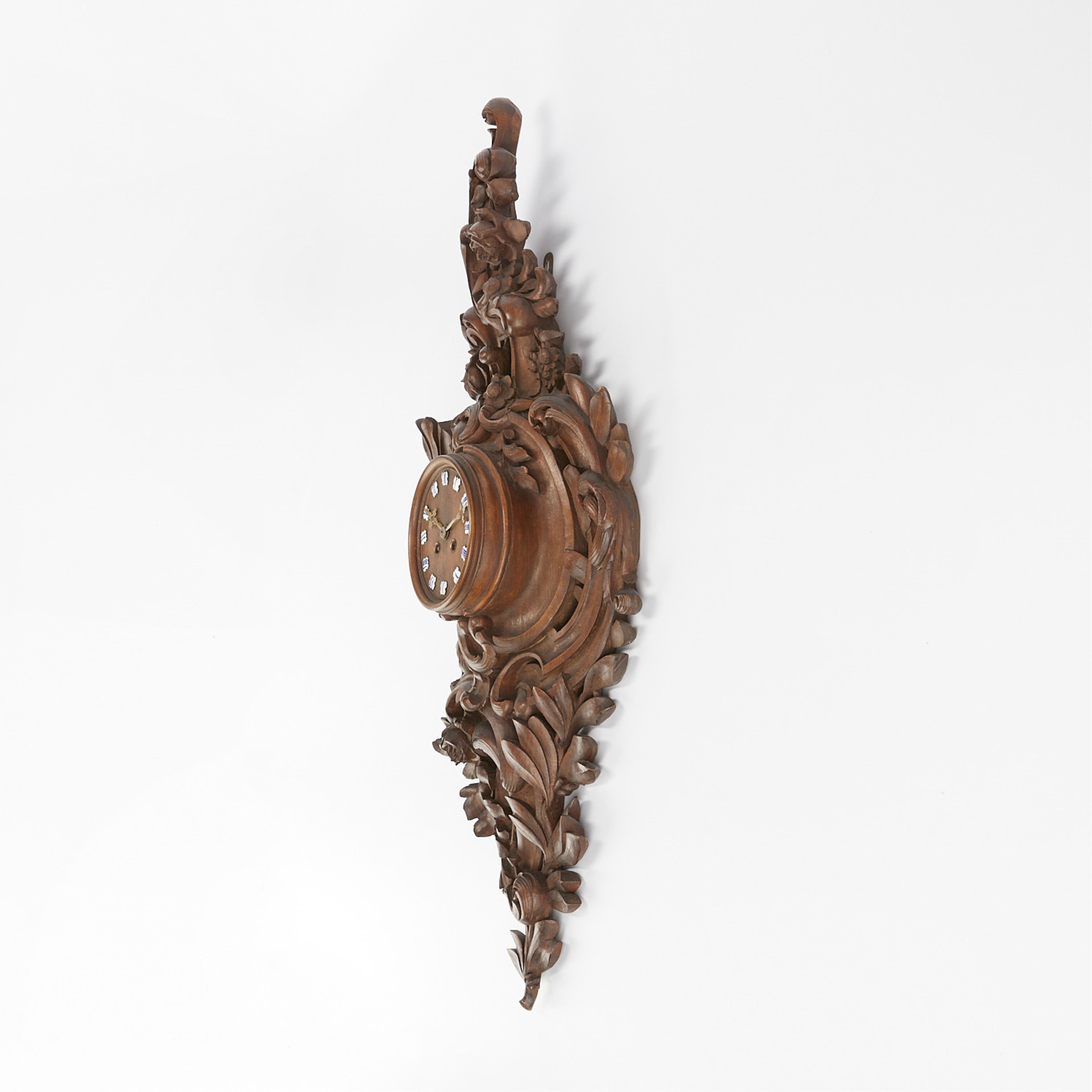 French Louis XV Style Carved Wood Wall Clock - Image 2 of 12