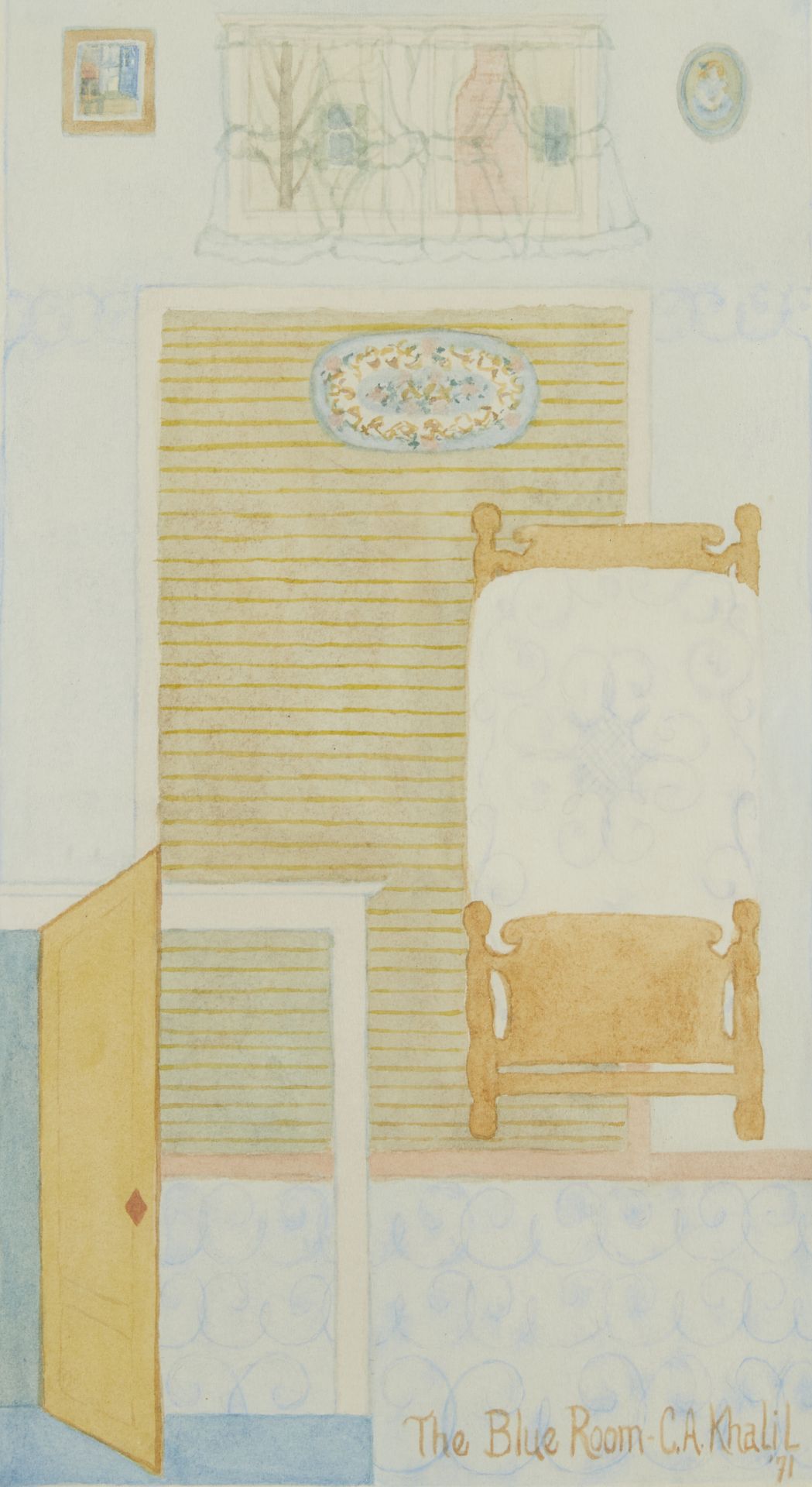 Claire Anne Khalil "The Blue Room" Painting 1971