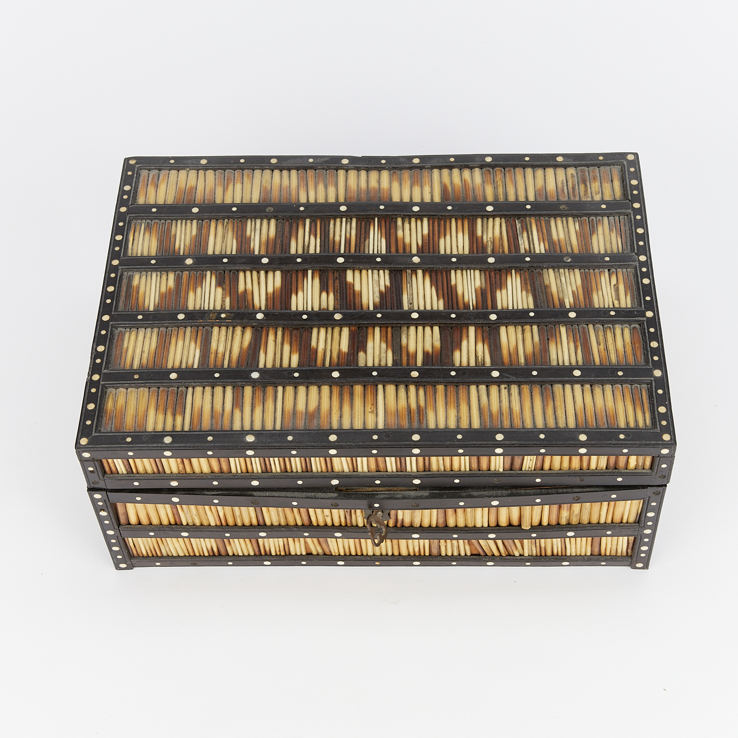 19th c. Anglo-Indian Quill & Ebony Spice Box - Image 9 of 17