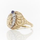 Cozzolino 14k Dragon Fly Ring w/ Dia. & Sapphire