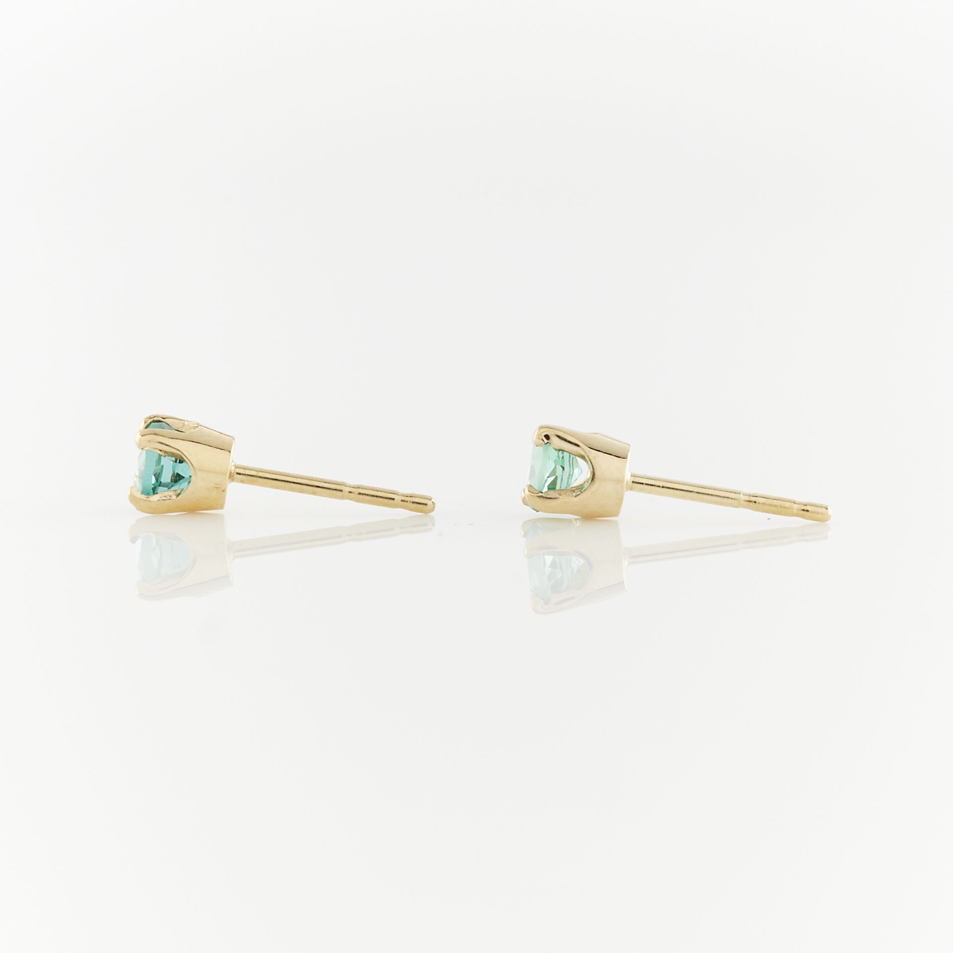 14k Yellow Gold & Emerald Stud Earrings - Image 6 of 7