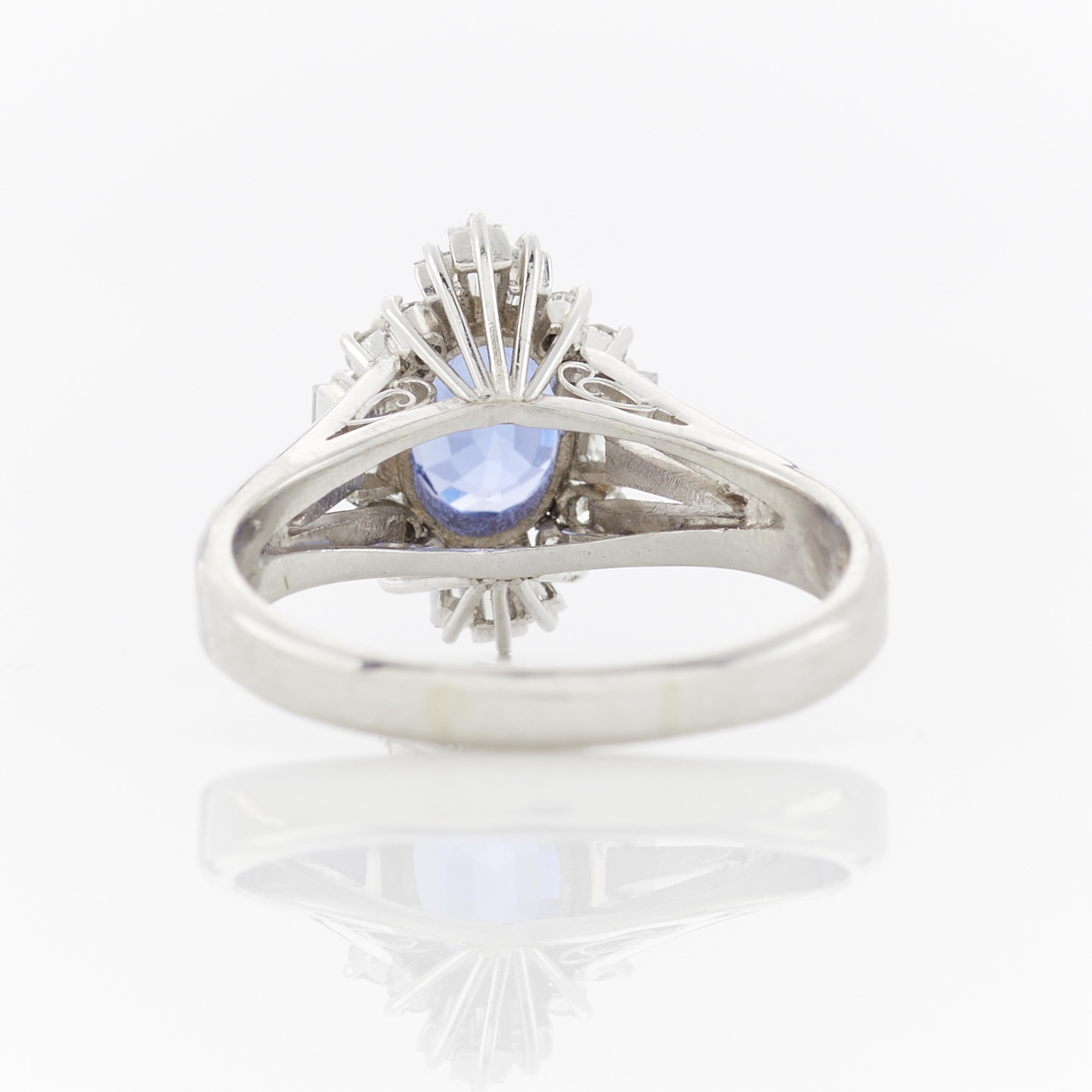 Platinum, Diamond, & Unheated Ceylon Sapphire Ring - Image 8 of 14