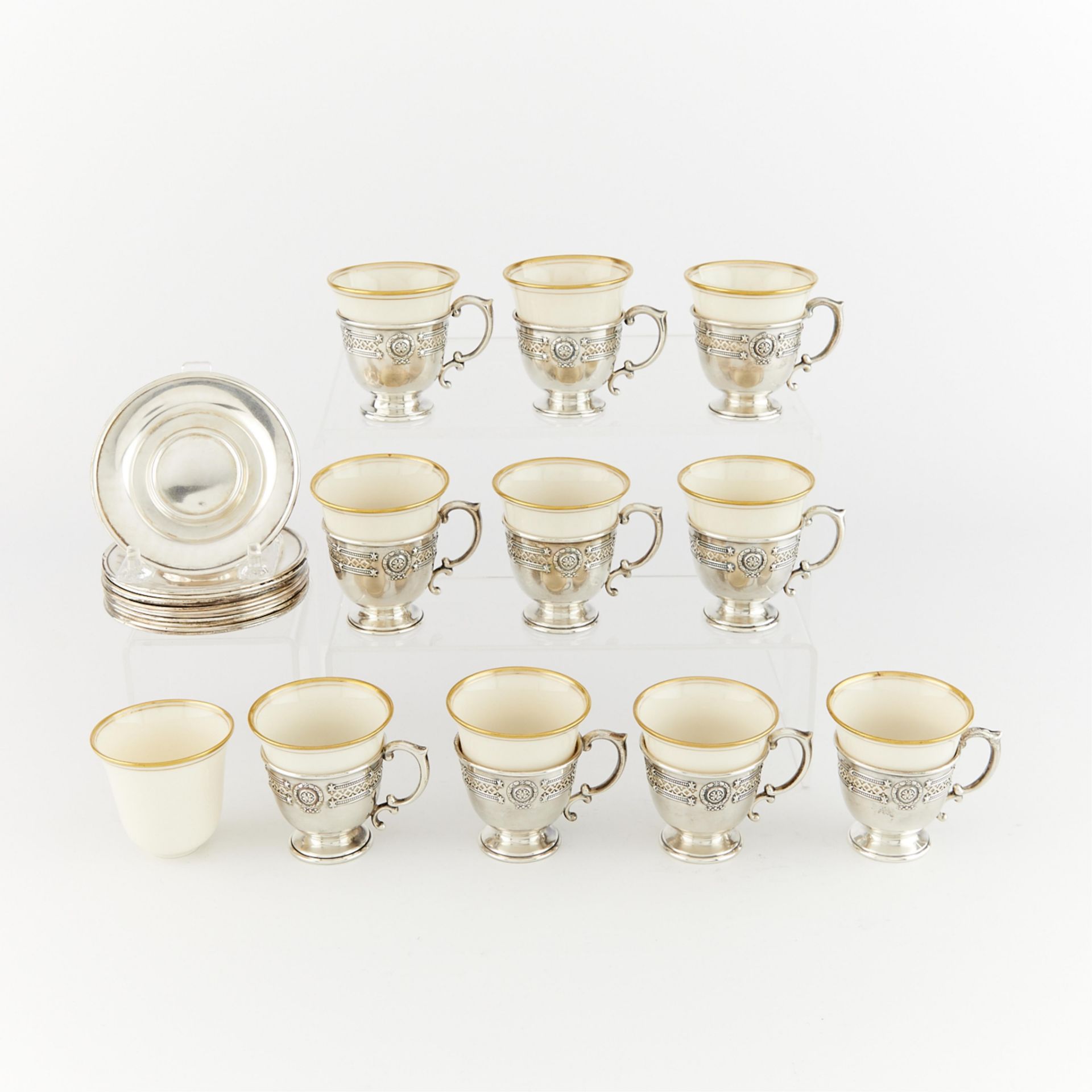 Set Sterling & Porcelain Demitasse Cups 17.7 ozt - Bild 3 aus 13