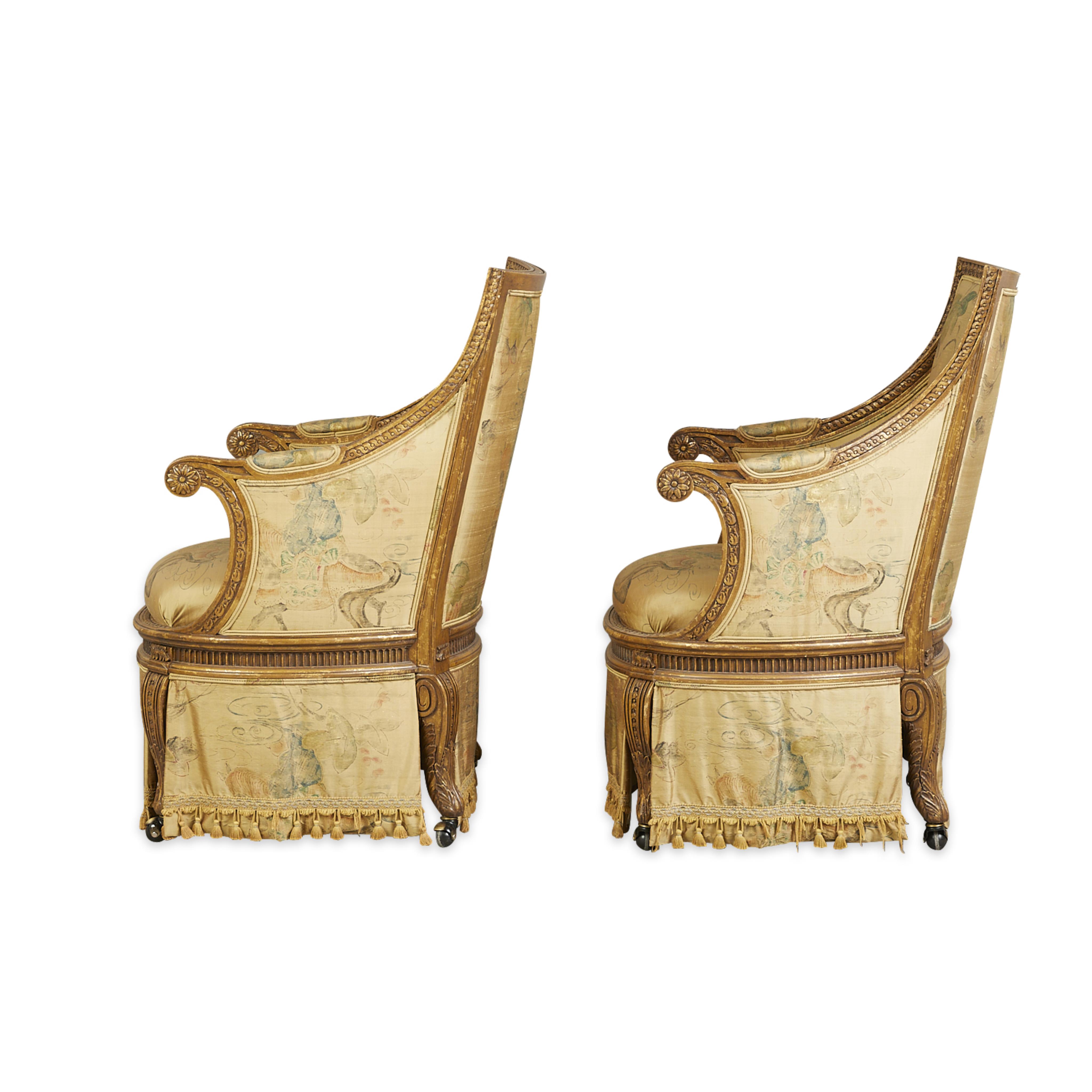 Set 4 Louis XVI Style Giltwood Bergeres Armchairs - Image 7 of 26