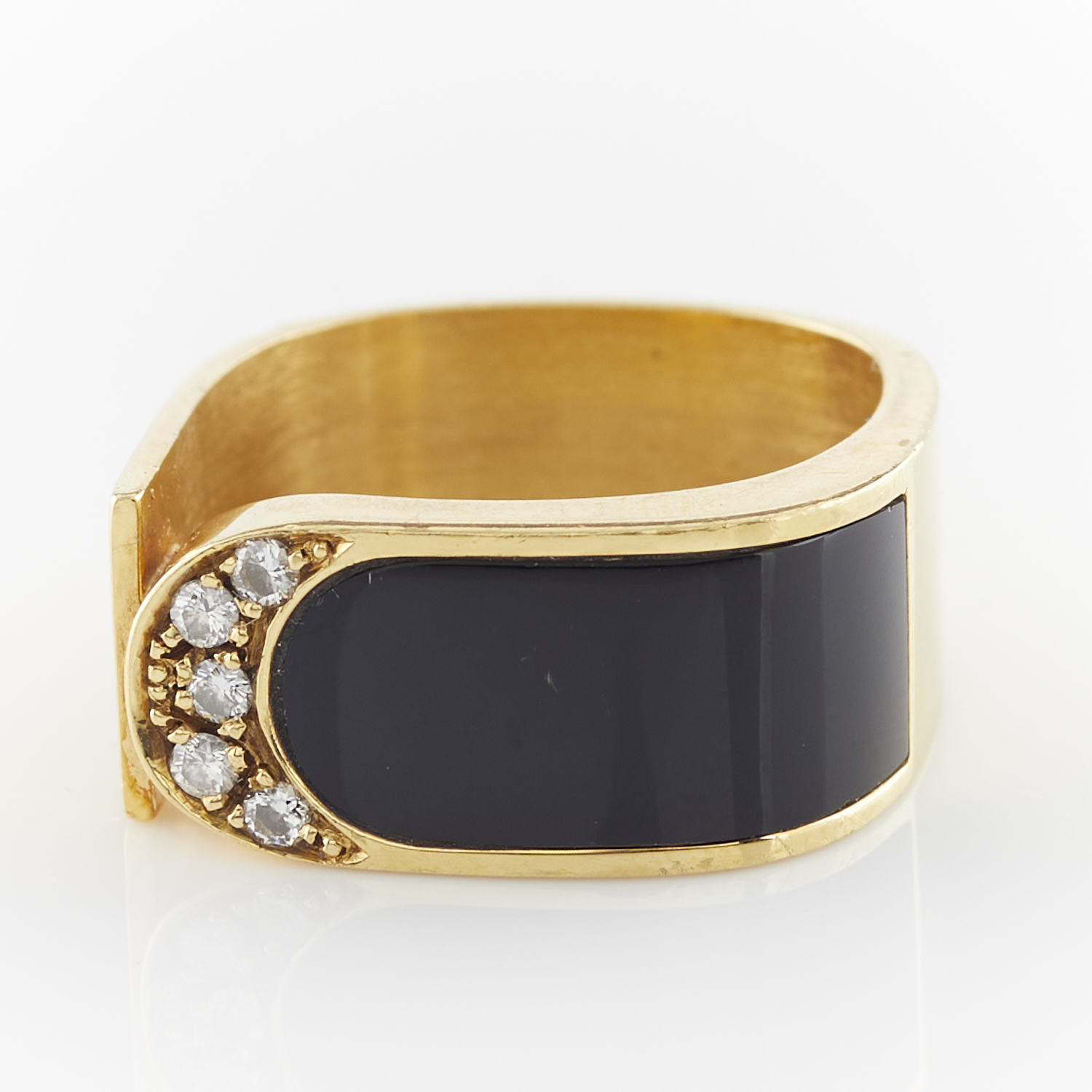 18k Yellow Gold Diamond & Onyx Ring - Image 10 of 10