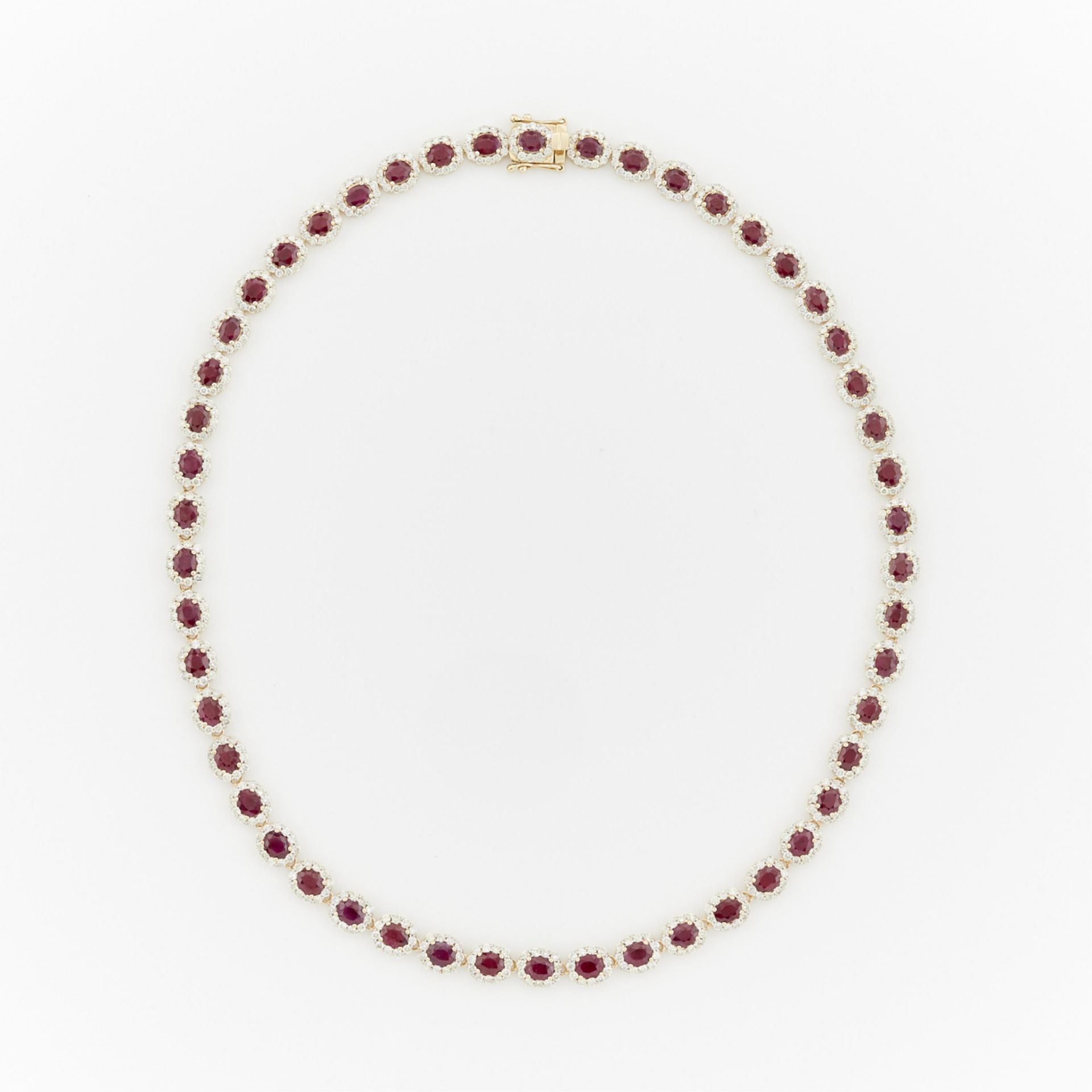 Oscar Friedman 14k Burmese Ruby & Diamond Necklace - Bild 2 aus 8