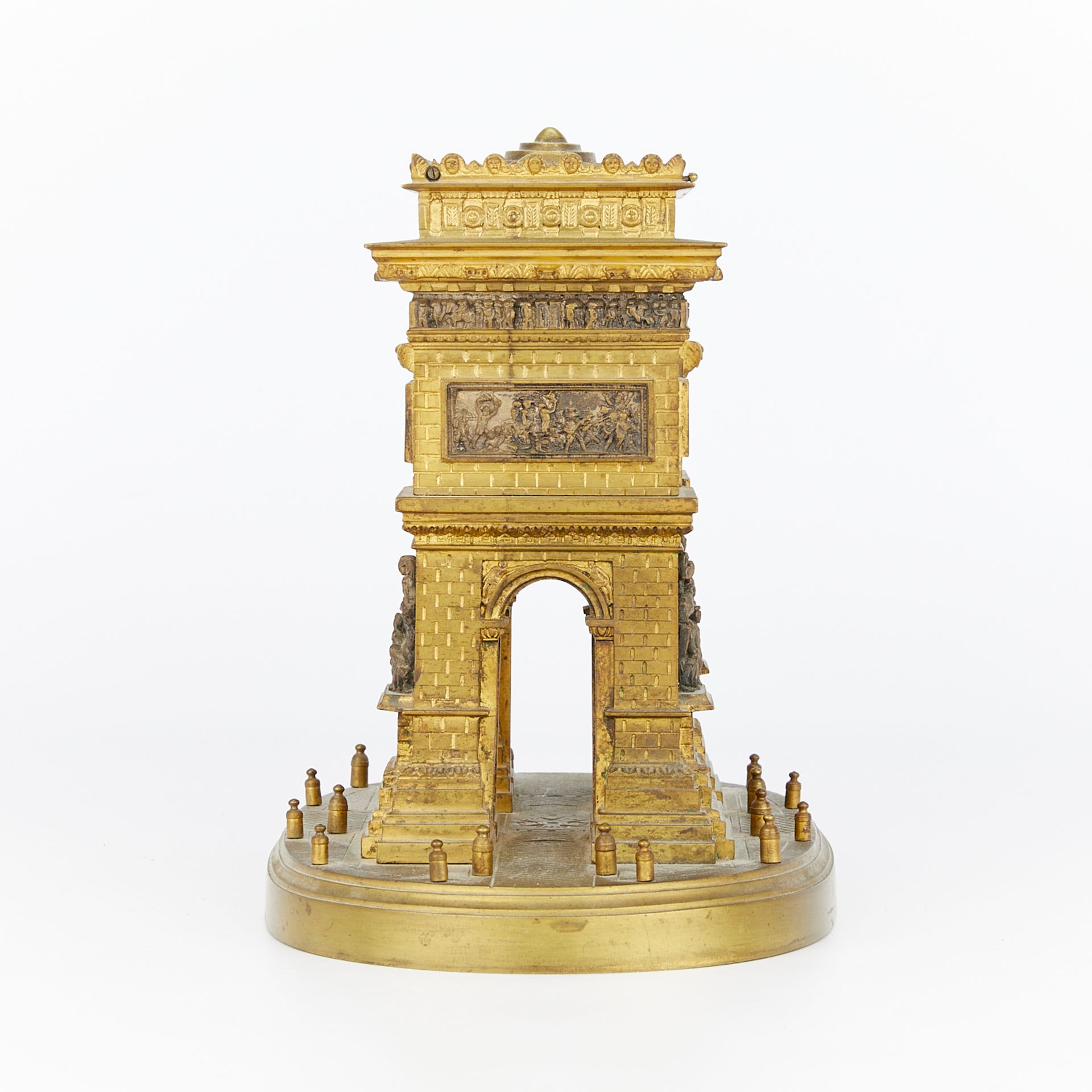 19th c. Grand Tour Gilt Bronze Arc de Triomphe Box - Image 5 of 14