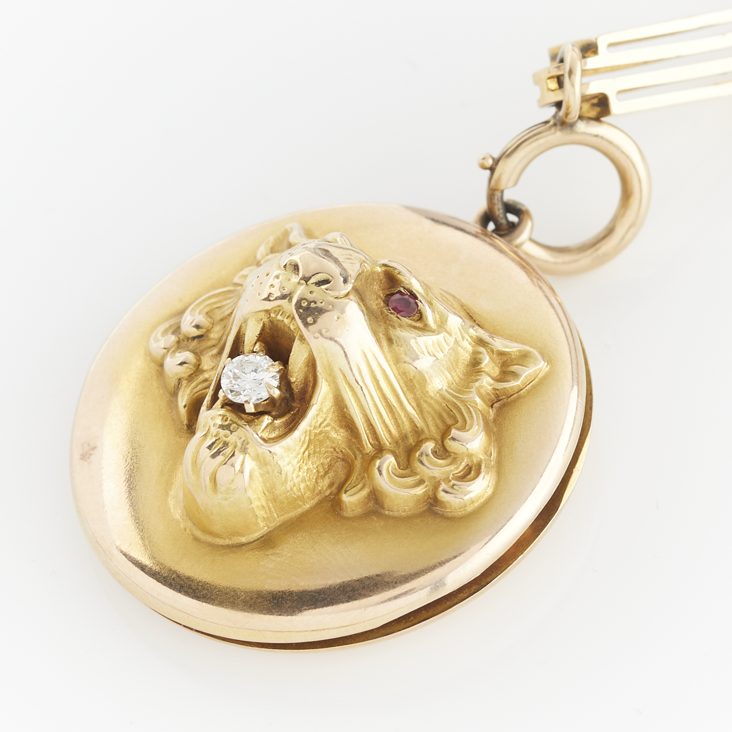 14K Gold Plated Watch Fob with Lion's Head - Image 9 of 10