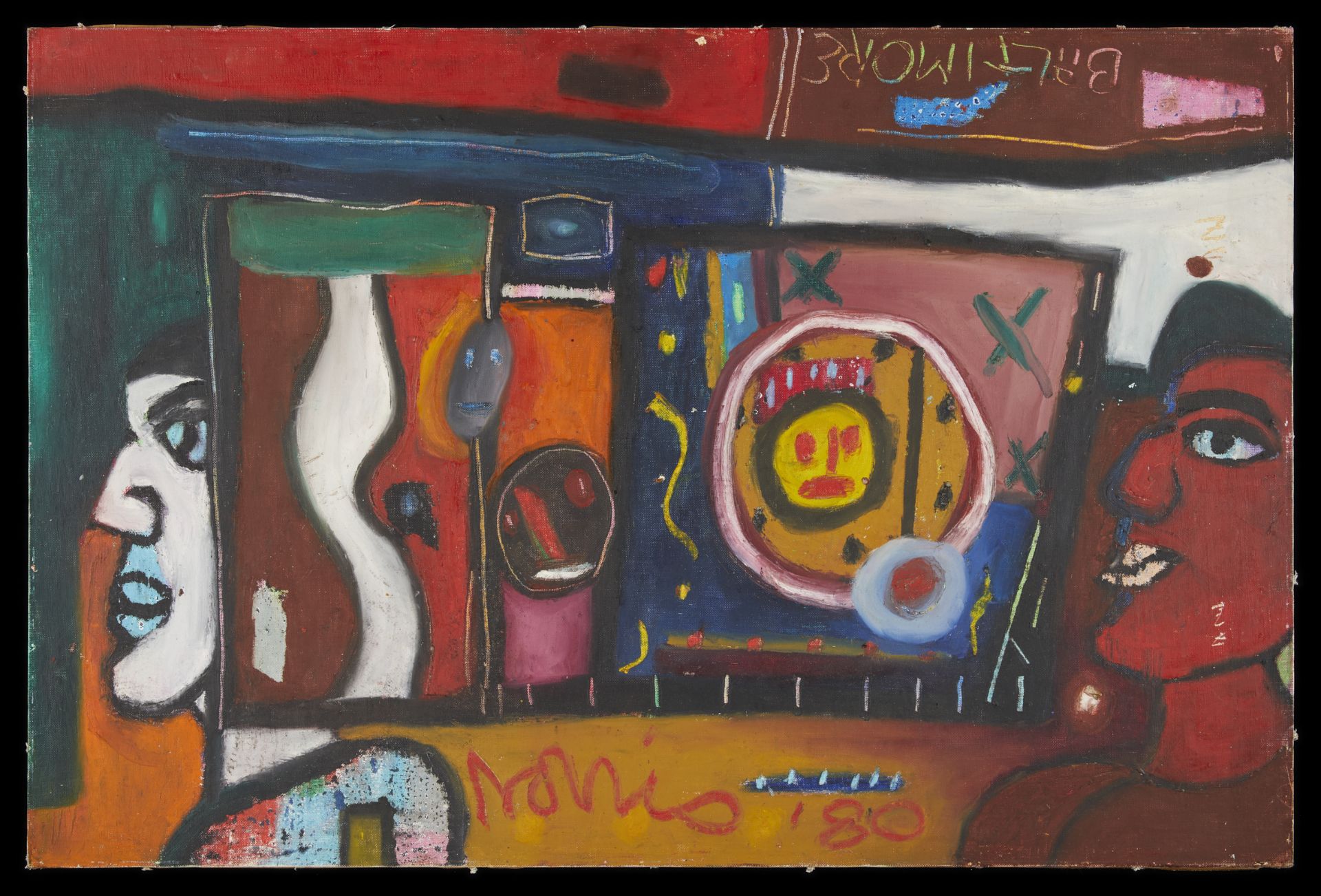 Norris Embry Mixed Media Painting 1980 - Image 3 of 6