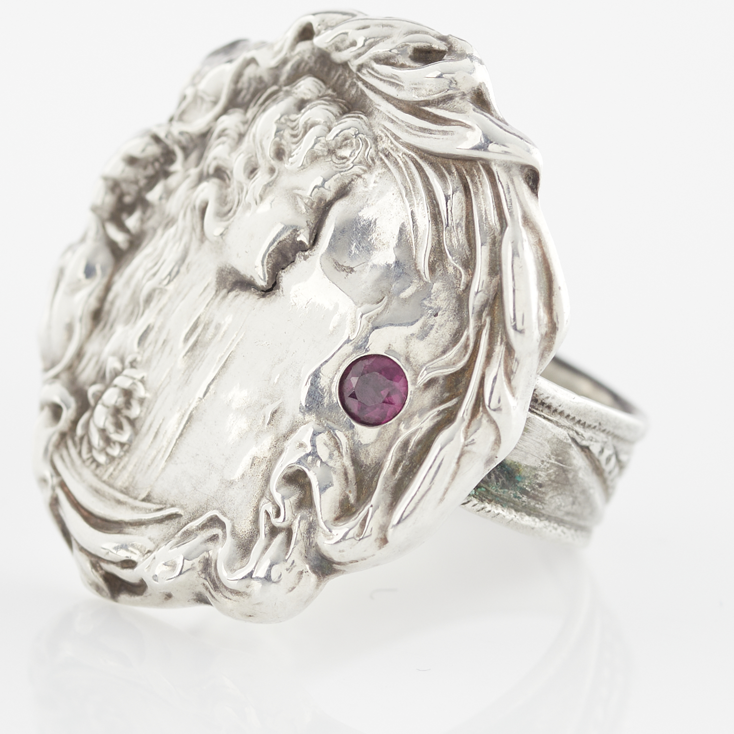 Sterling Silver Art Nouveau Medallion Ring - Image 11 of 13
