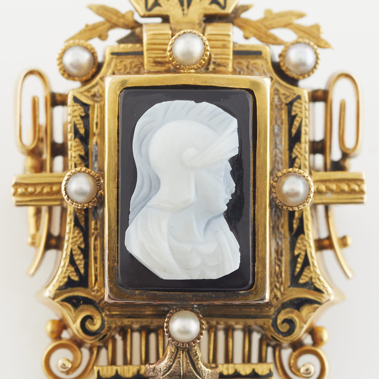 14k Gold & Hardstone Cameo Brooch - Image 5 of 8