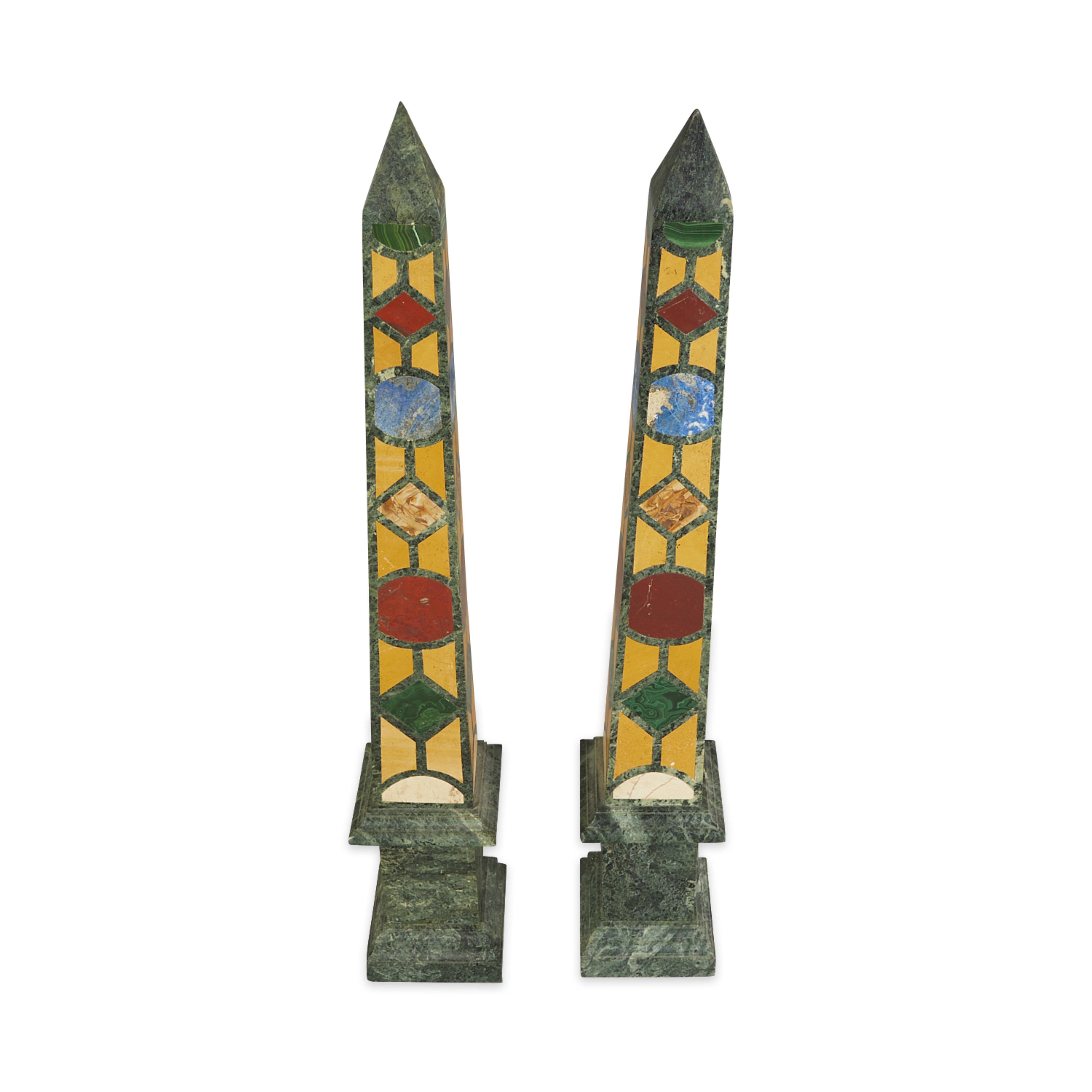 Pair 19th c. Grand Tour Specimen Obelisks - Image 11 of 12