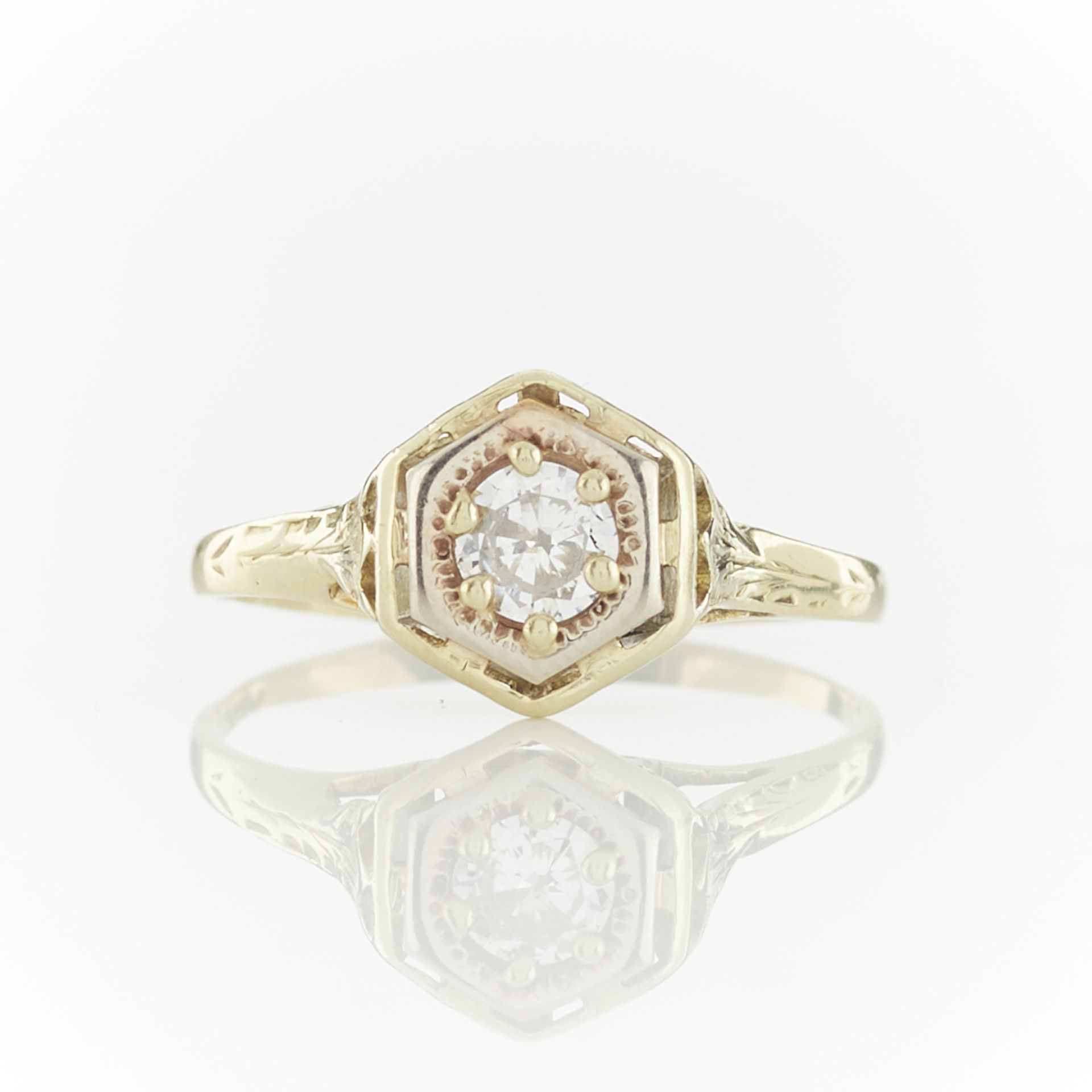 14k Yellow Gold Art Deco Diamond Ring - Image 3 of 11