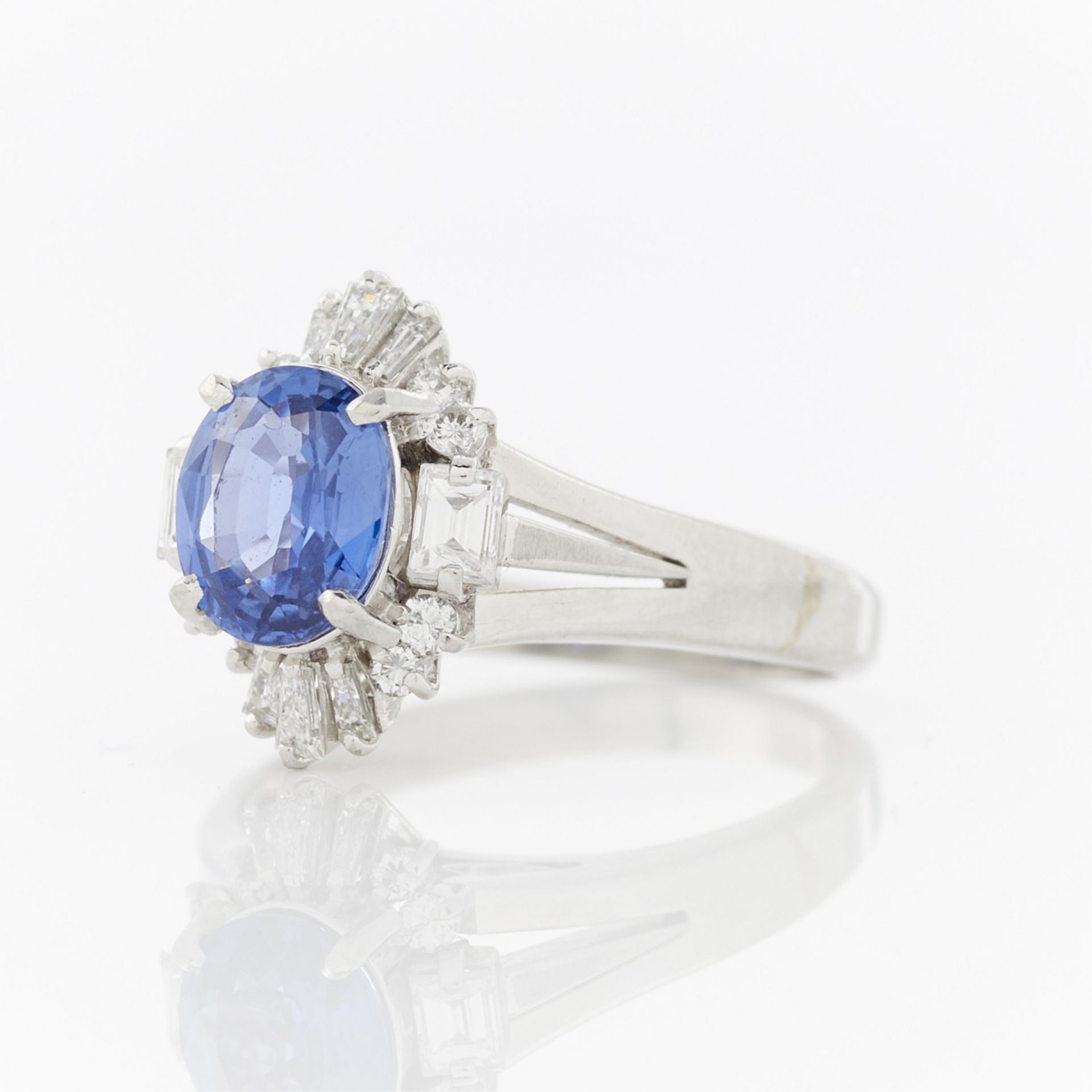 Platinum, Diamond, & Unheated Ceylon Sapphire Ring