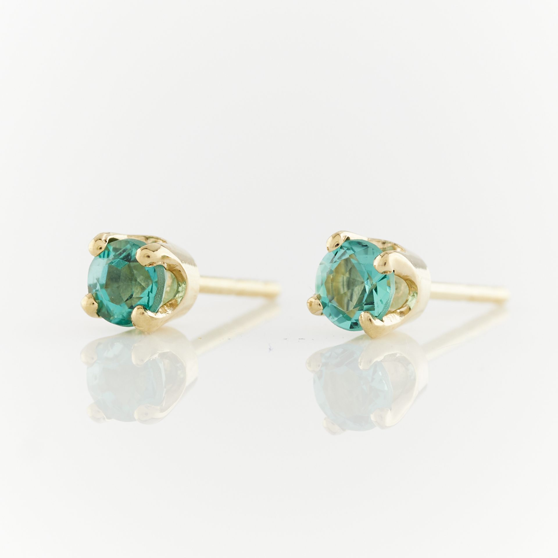 14k Yellow Gold & Emerald Stud Earrings