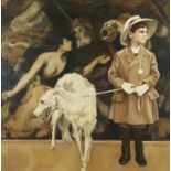 Evelyn Gathings Child with Borzoi Painting