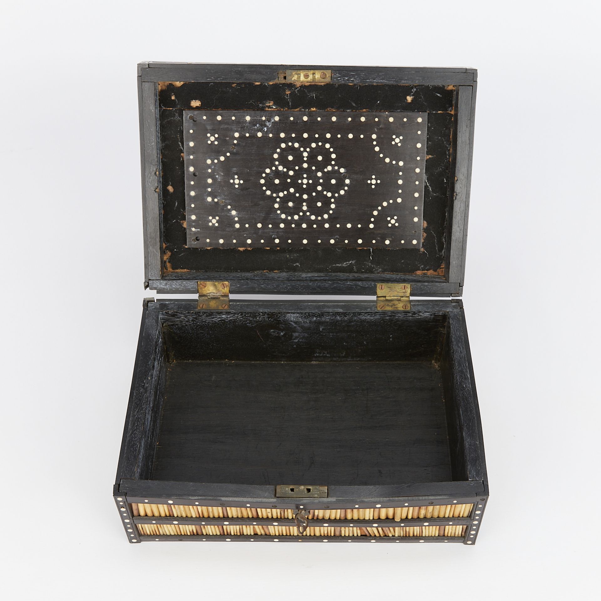 19th c. Anglo-Indian Quill & Ebony Spice Box - Image 10 of 17