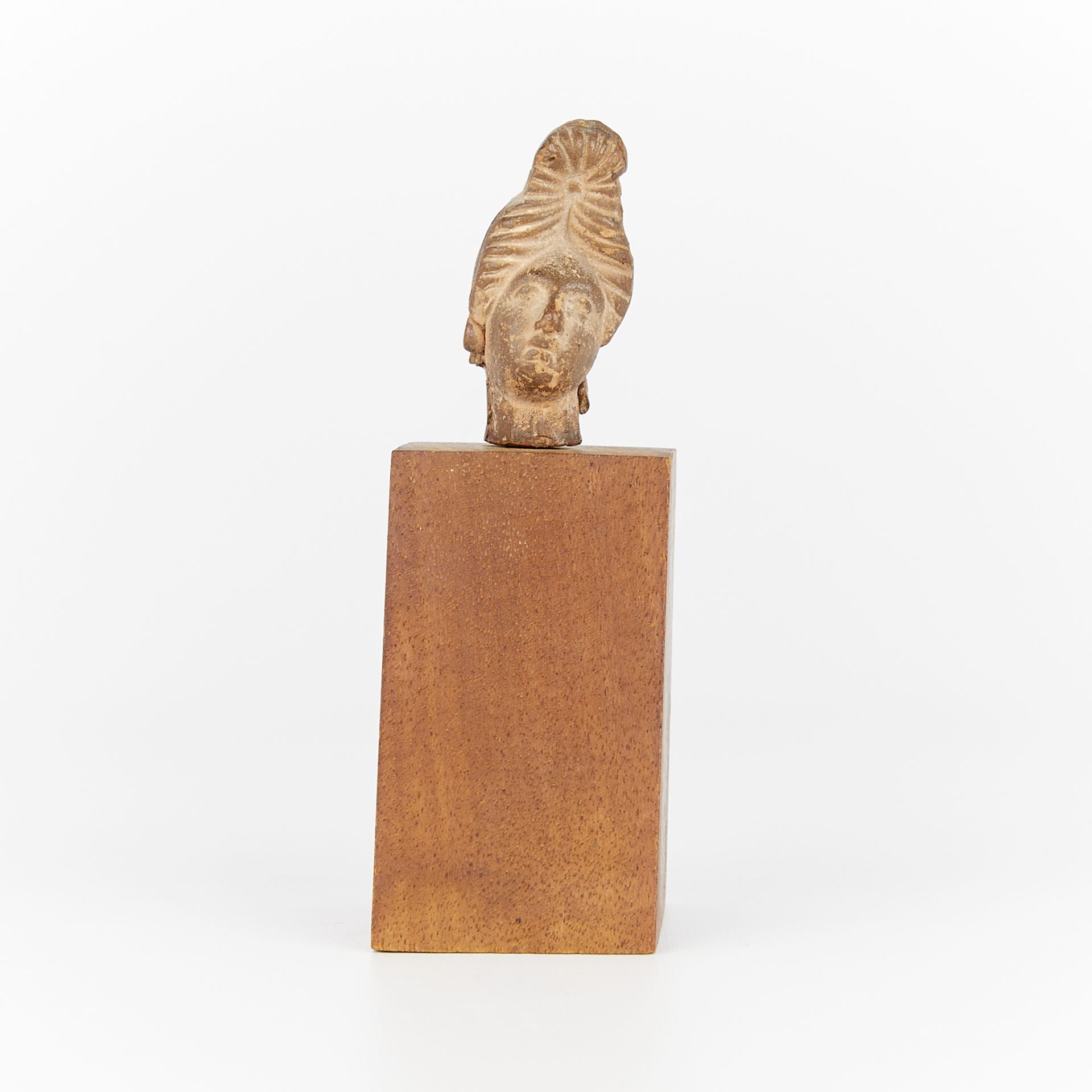 Small Etruscan Head with Wooden Stand - Image 3 of 9