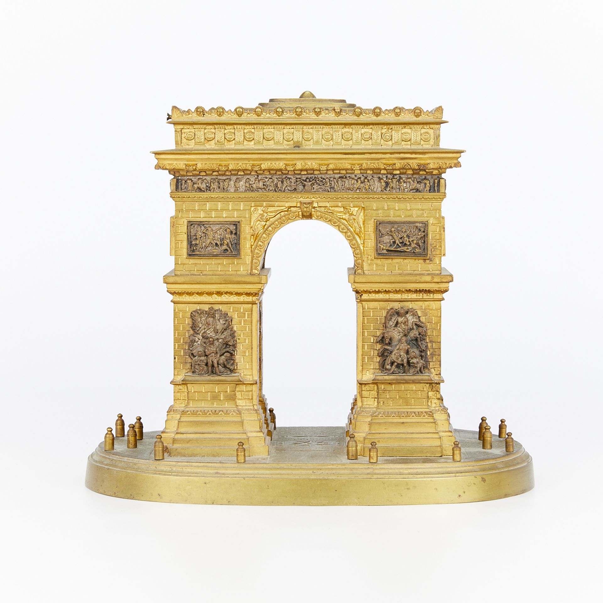 19th c. Grand Tour Gilt Bronze Arc de Triomphe Box - Image 4 of 14