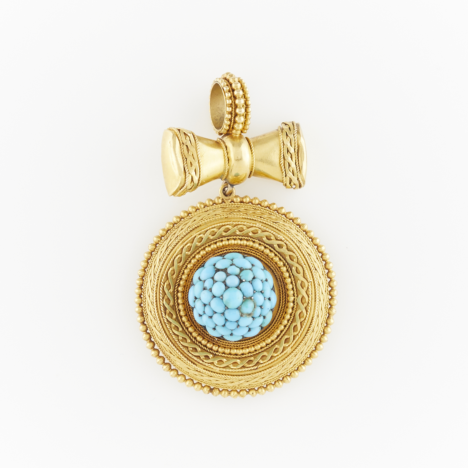 Etruscan Revival Gold & Turquoise Pendant