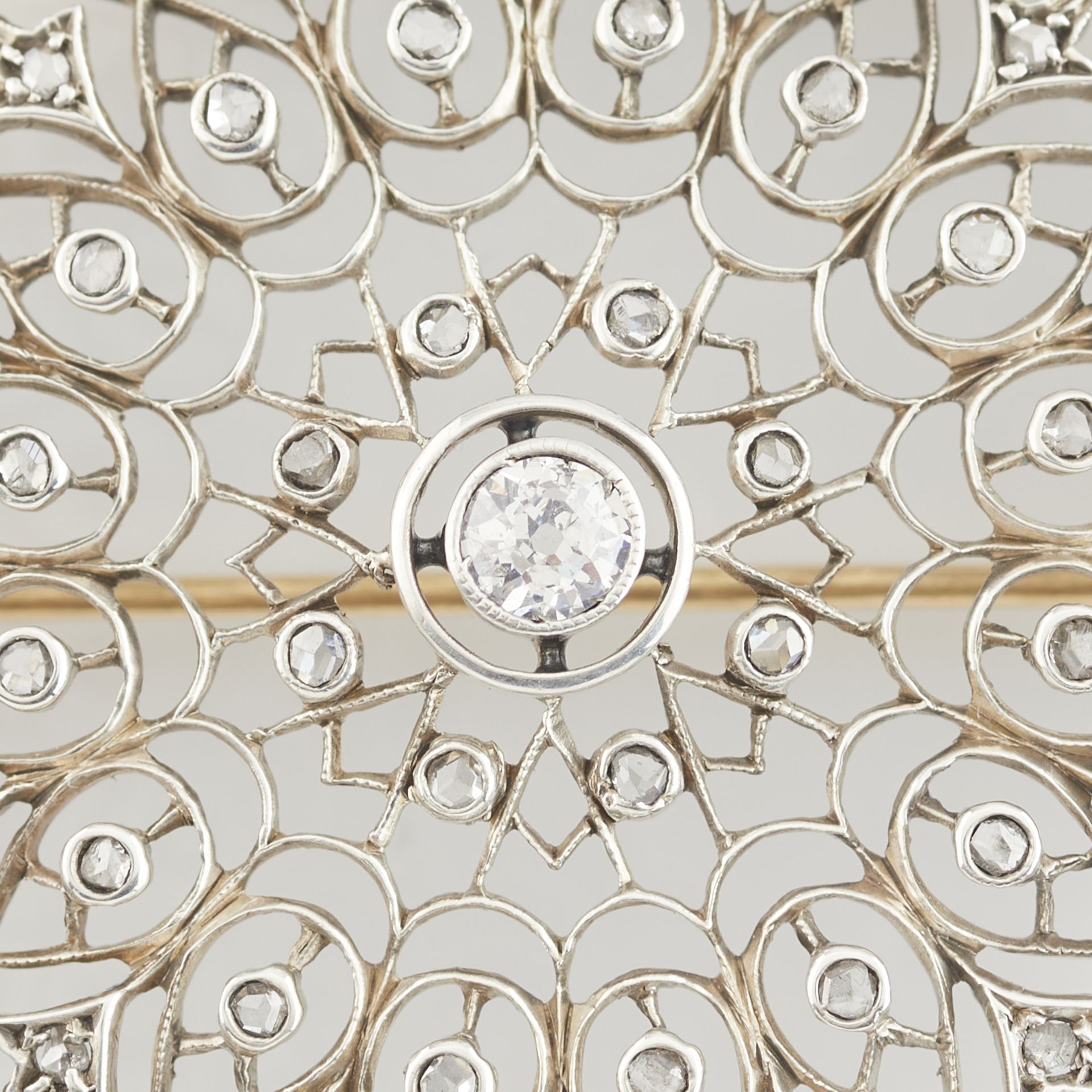 Edwardian Diamond Circle Brooch Pendant - Bild 8 aus 15