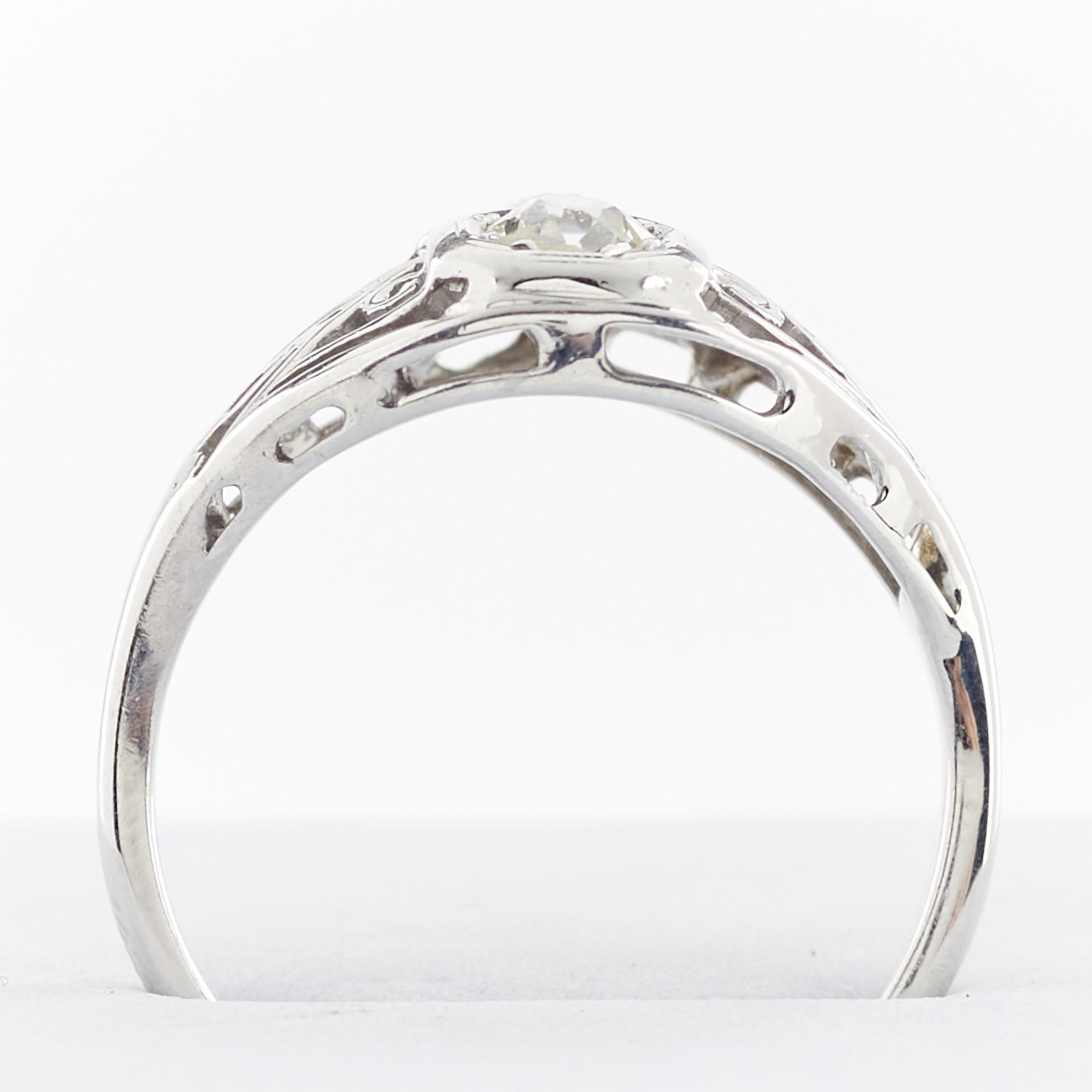 14k White Gold Art Deco 2 Stone Diamond Ring - Bild 9 aus 11