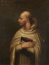 19th c. Oil Portrait Painting of St. Bernard