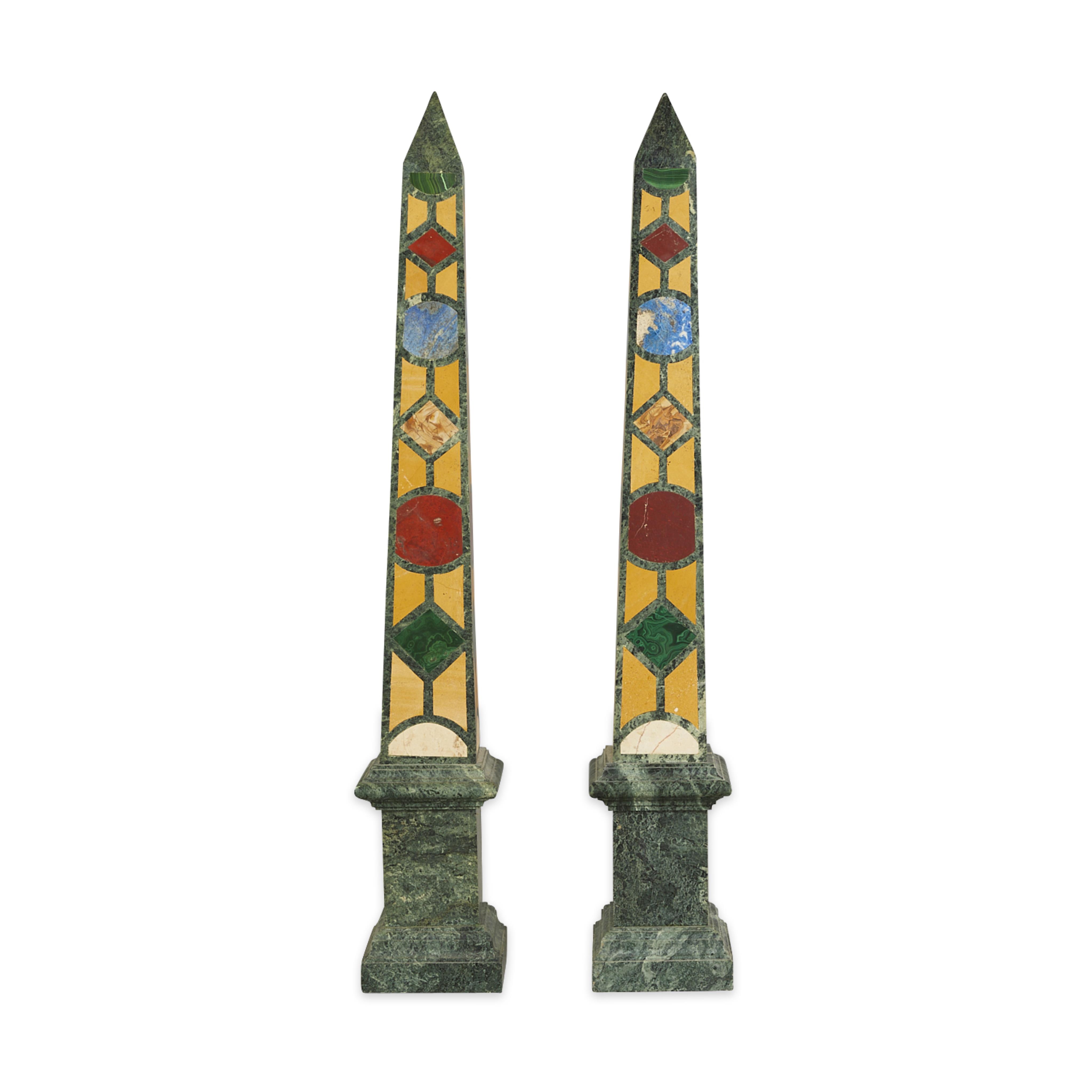 Pair 19th c. Grand Tour Specimen Obelisks - Image 7 of 12