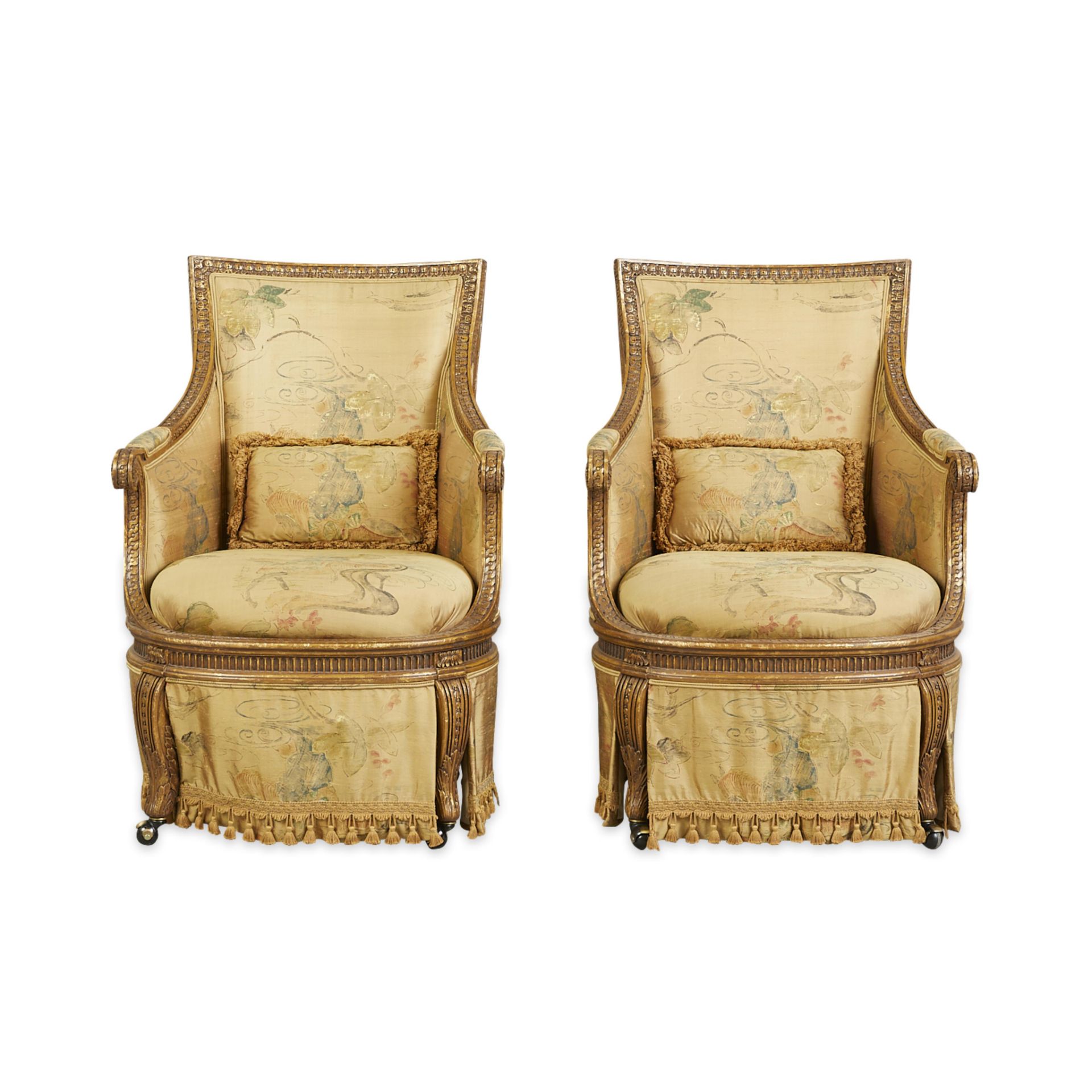 Set 4 Louis XVI Style Giltwood Bergeres Armchairs - Image 4 of 26