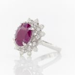 14k White Gold Ruby & Diamond Ring