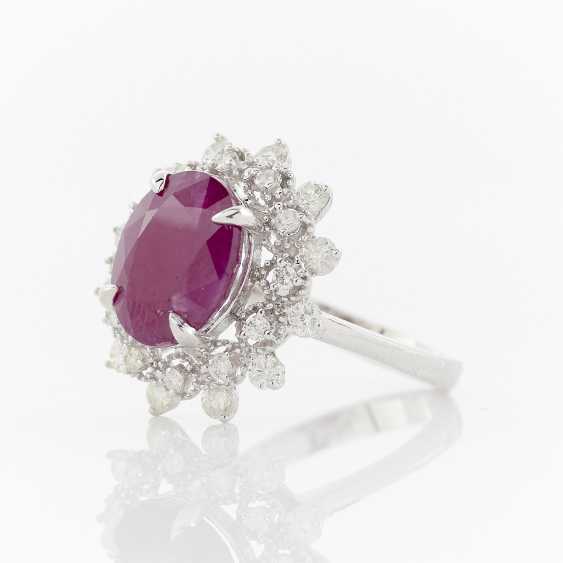 14k White Gold Ruby & Diamond Ring