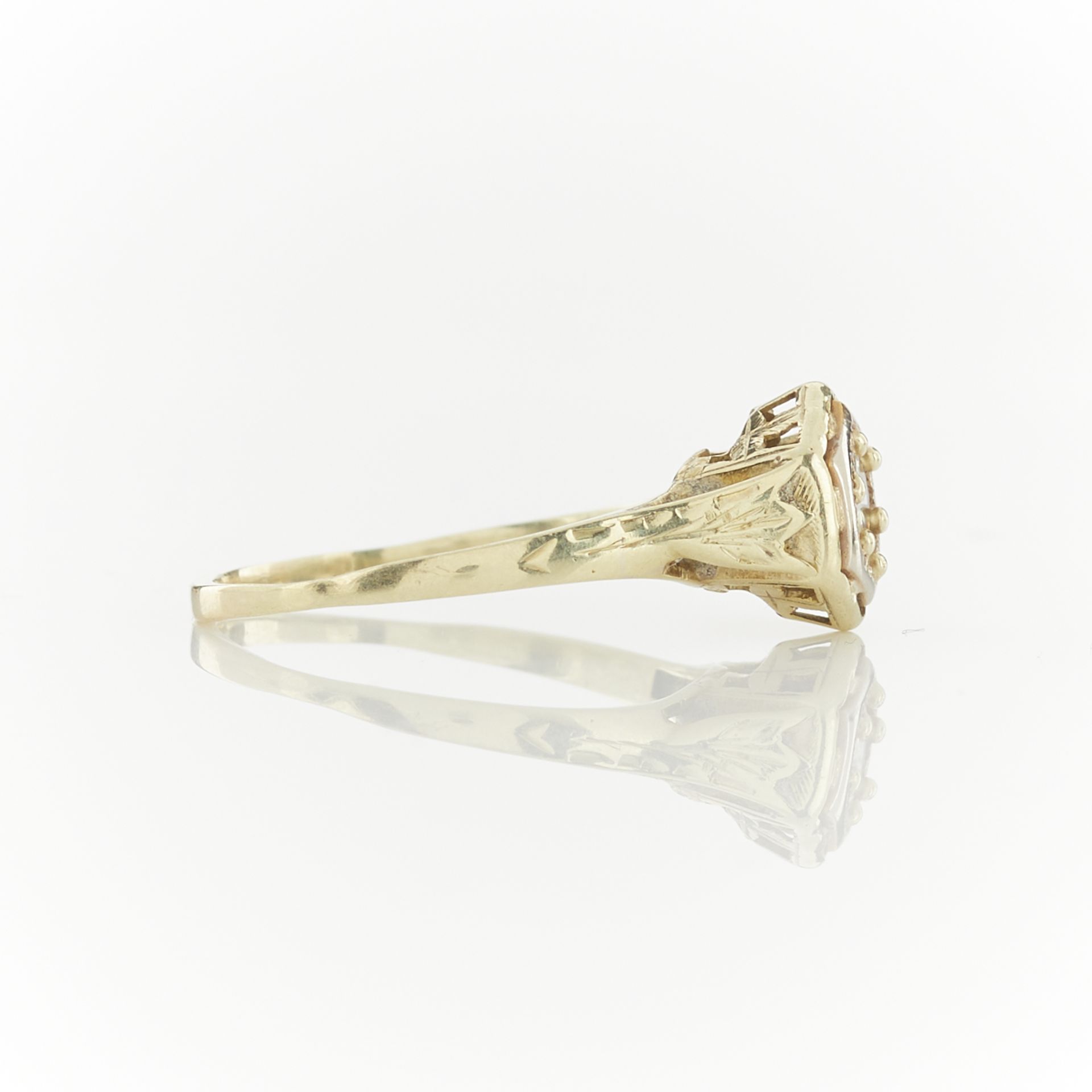 14k Yellow Gold Art Deco Diamond Ring - Bild 7 aus 11
