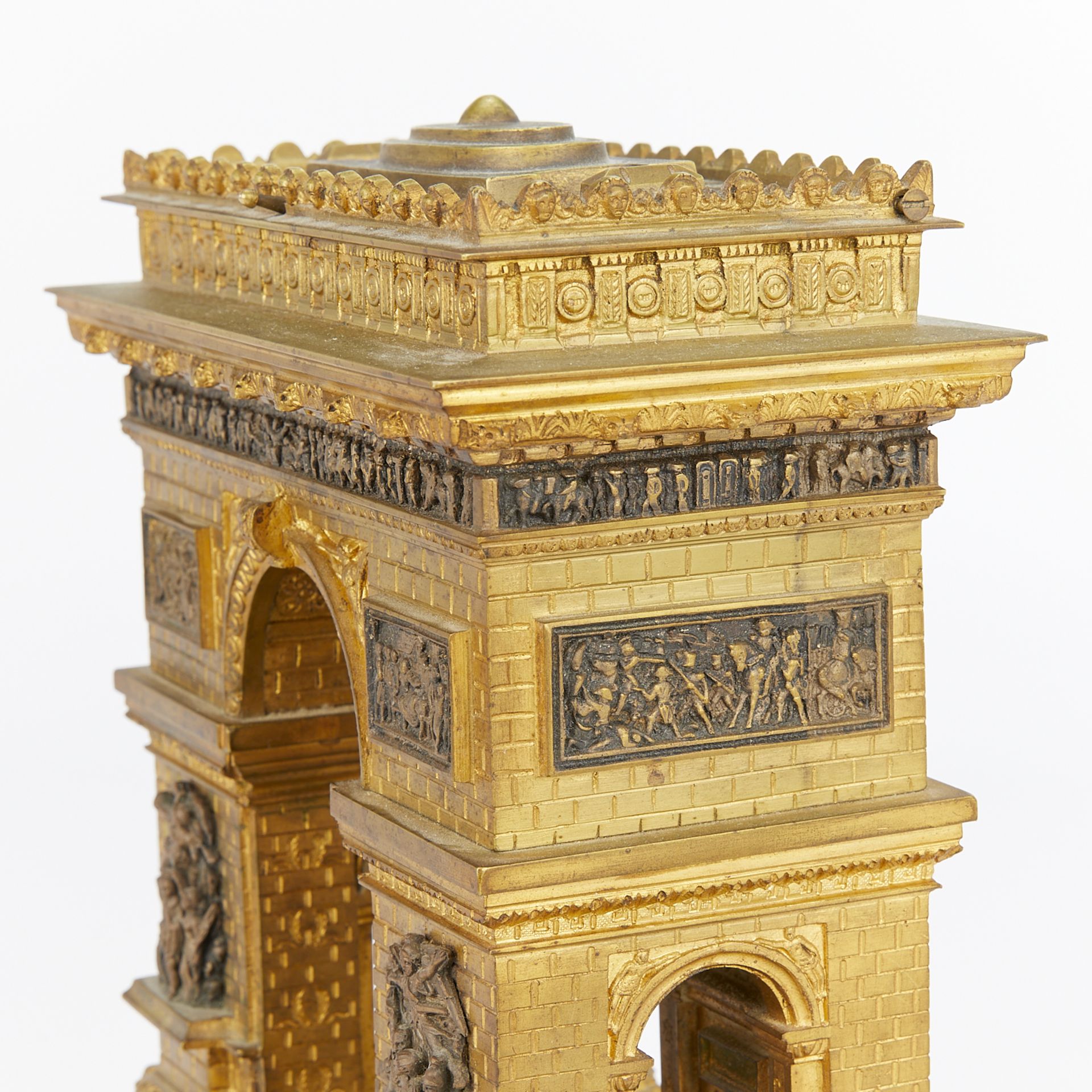 19th c. Grand Tour Gilt Bronze Arc de Triomphe Box - Image 13 of 14