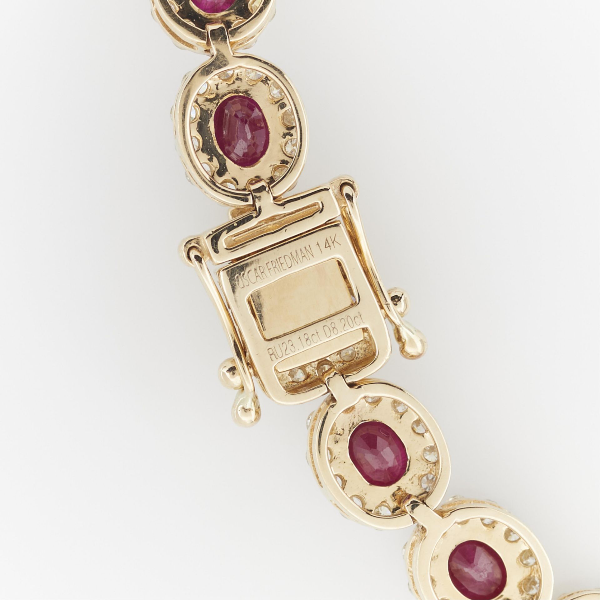 Oscar Friedman 14k Burmese Ruby & Diamond Necklace - Bild 5 aus 8