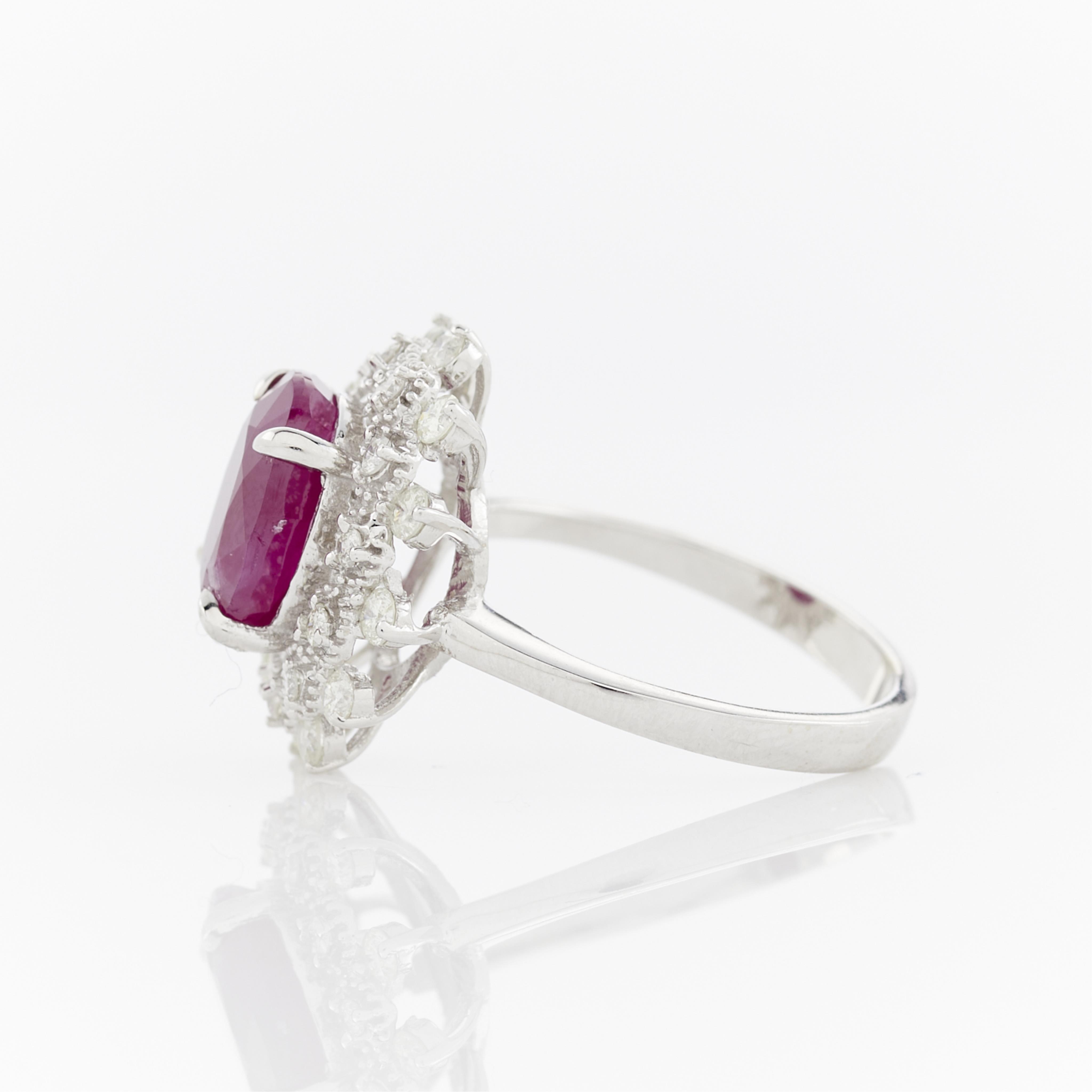 14k White Gold Ruby & Diamond Ring - Image 6 of 12