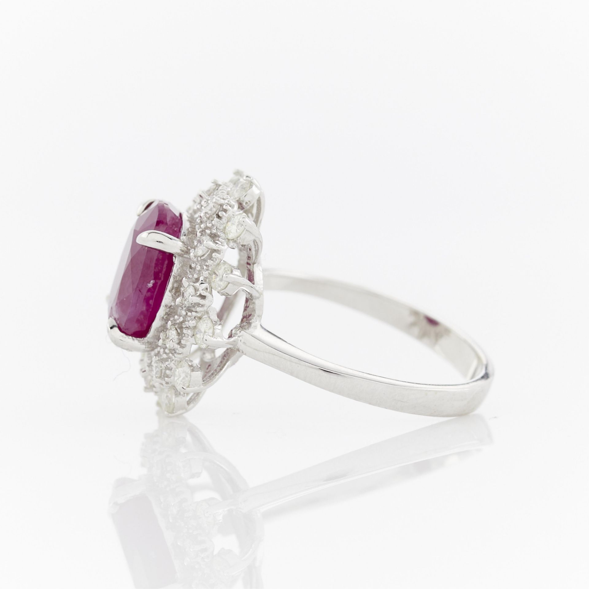 14k White Gold Ruby & Diamond Ring - Bild 6 aus 12