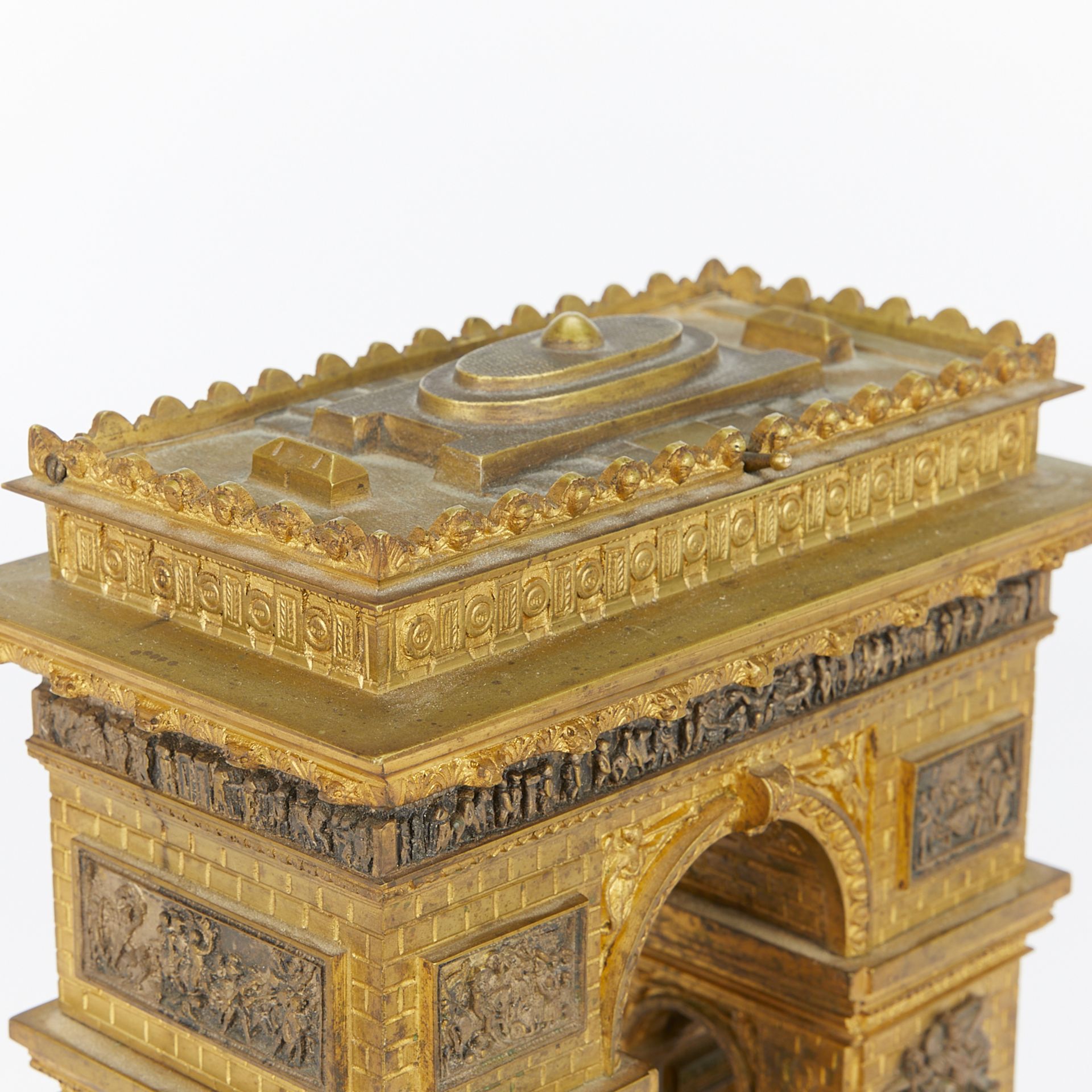 19th c. Grand Tour Gilt Bronze Arc de Triomphe Box - Bild 12 aus 14