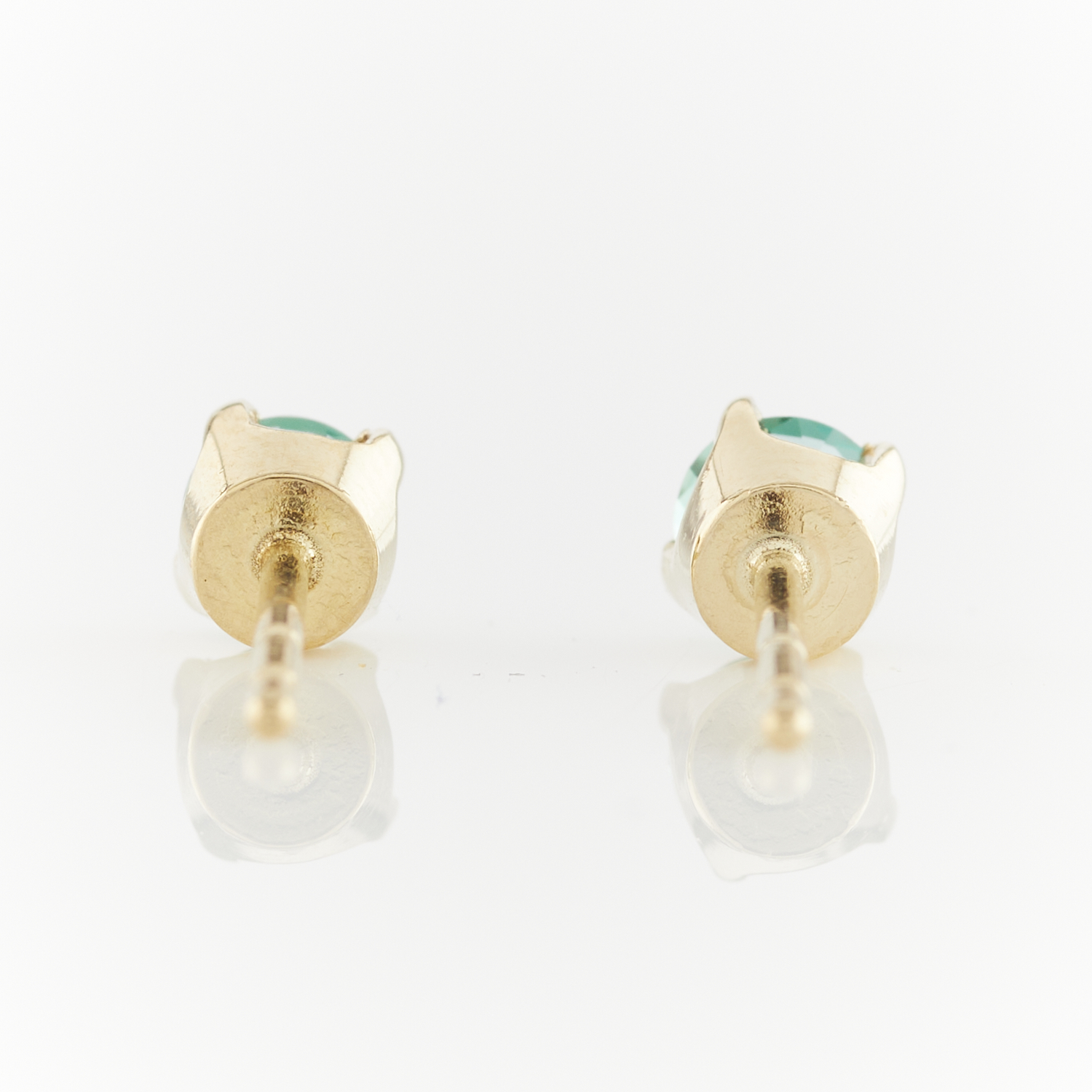 14k Yellow Gold & Emerald Stud Earrings - Image 5 of 7