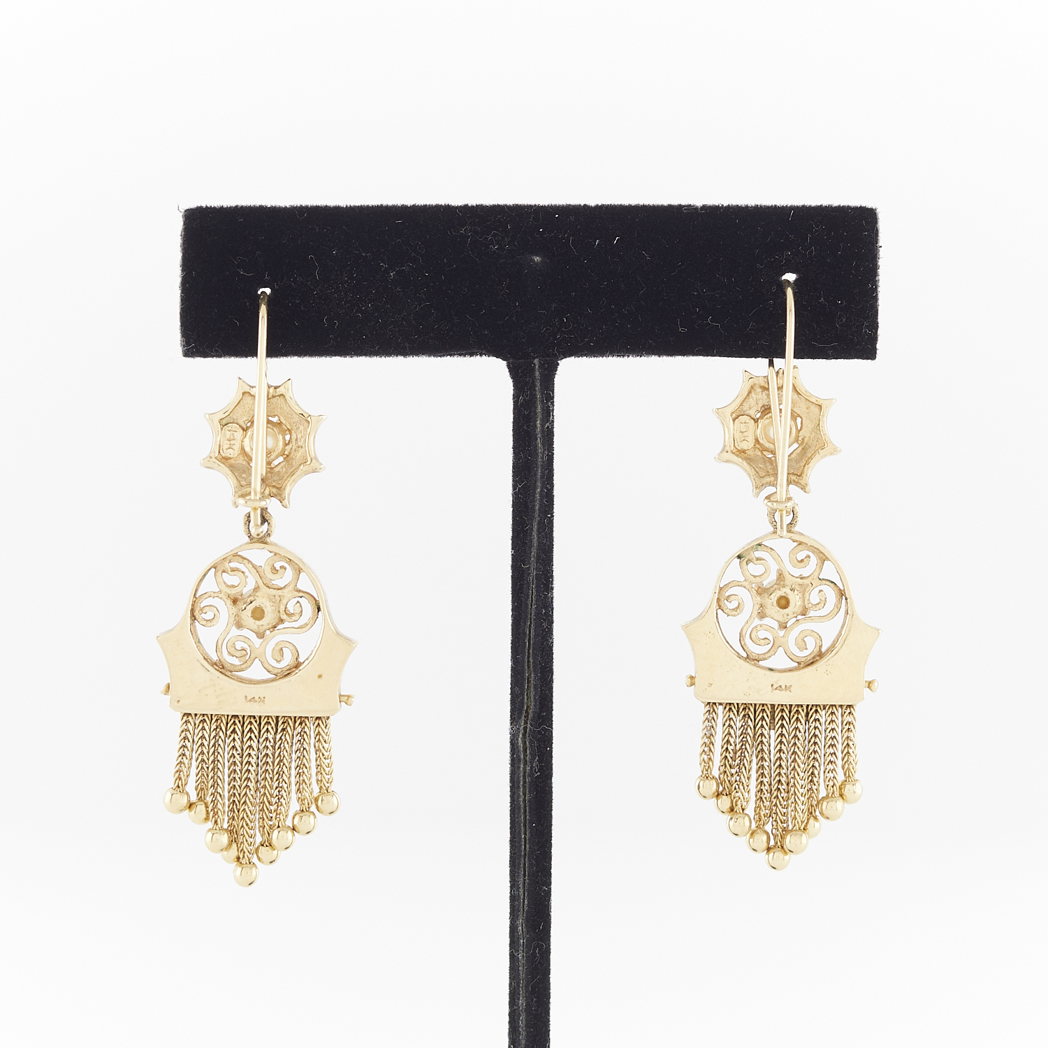 14k Yellow Gold & Enamel Victorian Tassel Earrings - Image 3 of 5