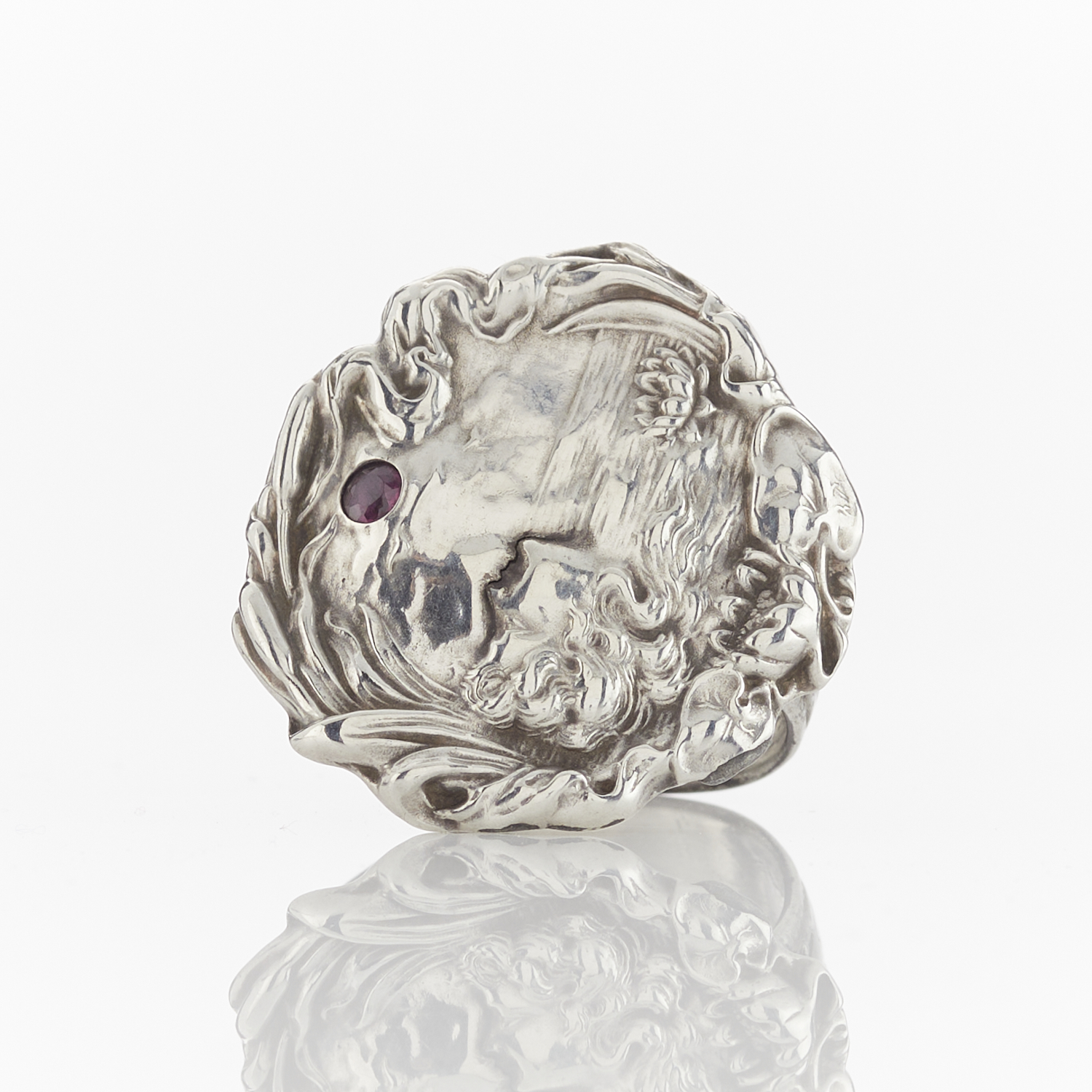 Sterling Silver Art Nouveau Medallion Ring